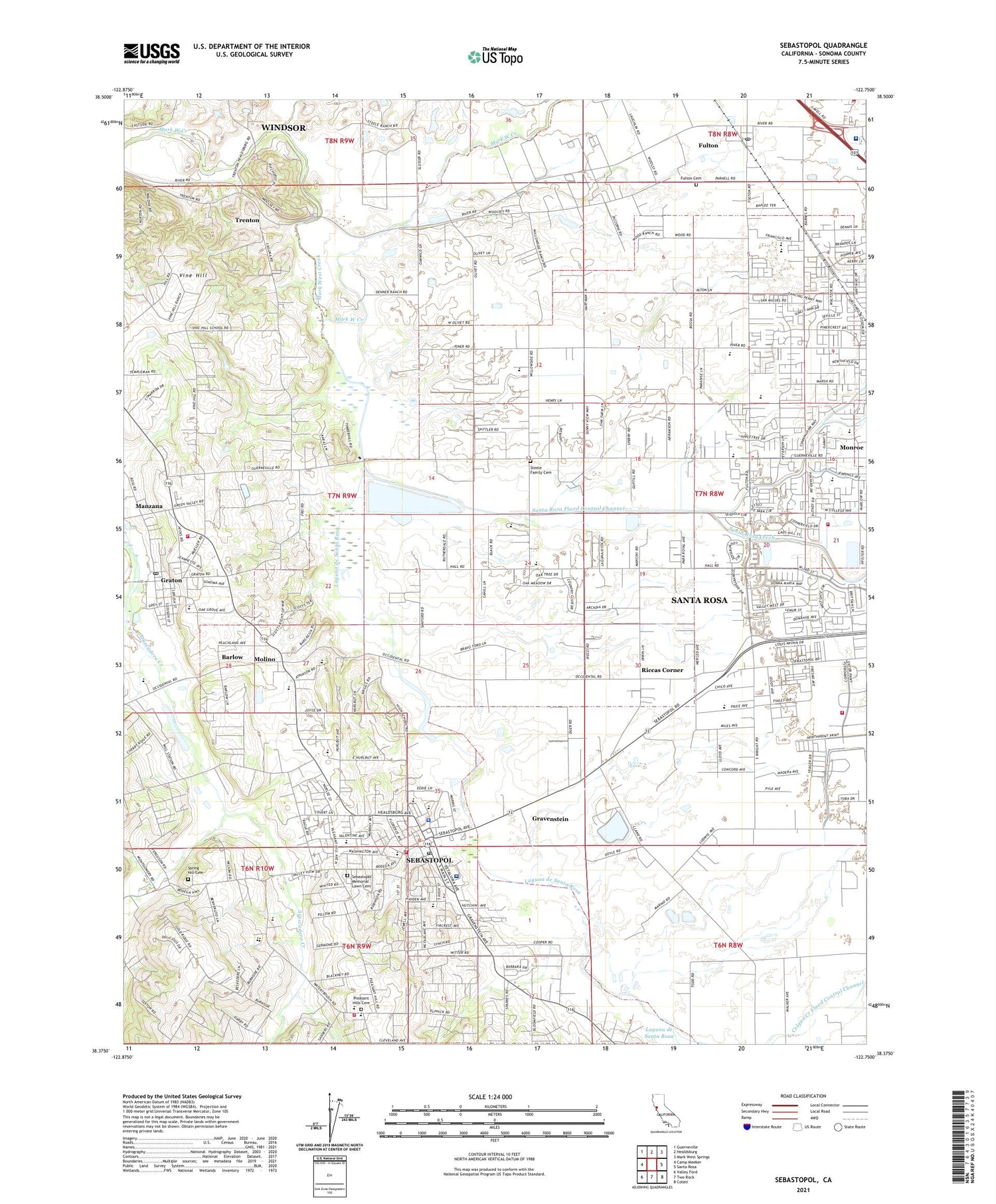 Sebastopol California US Topo Map Image