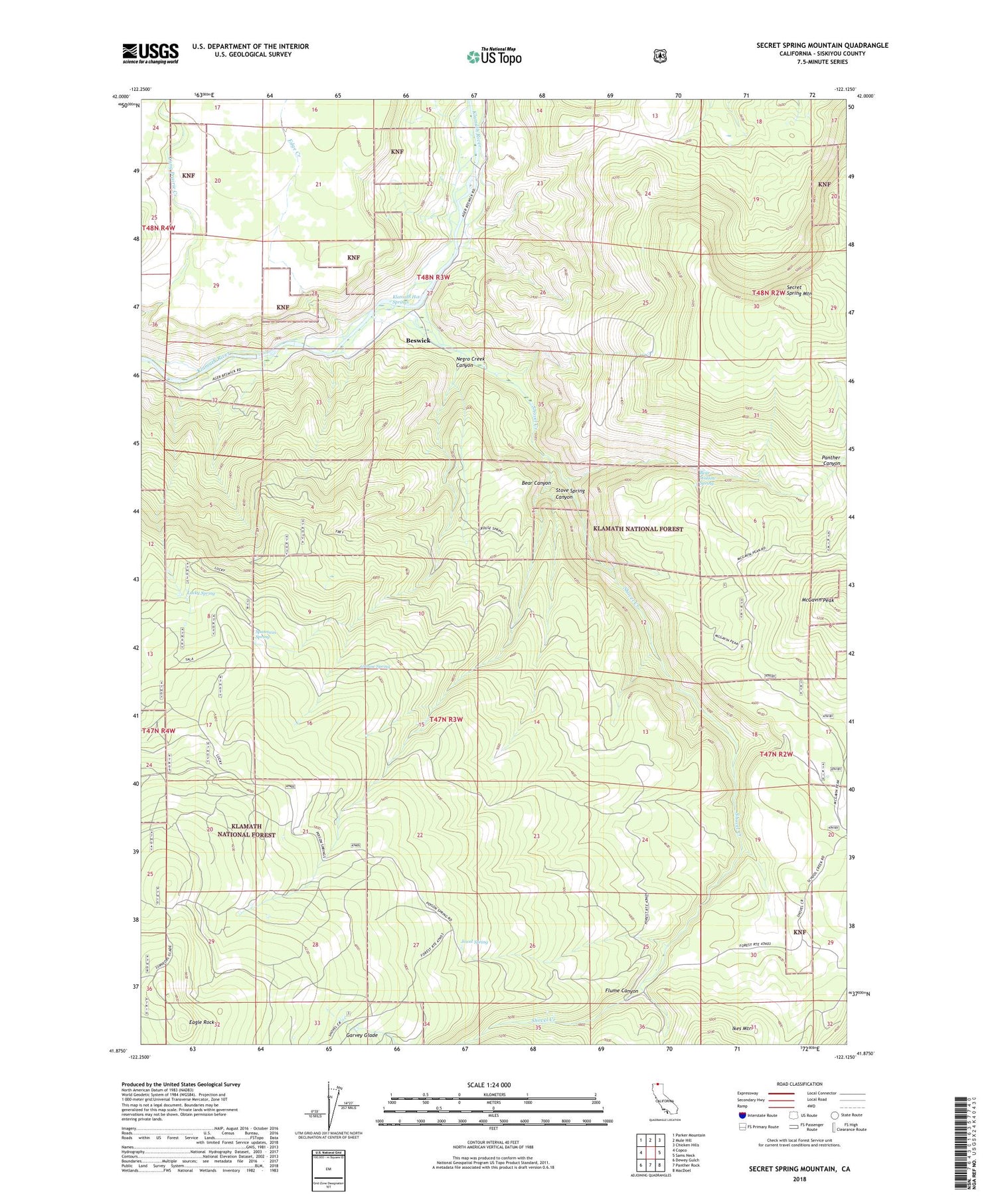 Secret Spring Mountain California US Topo Map Image