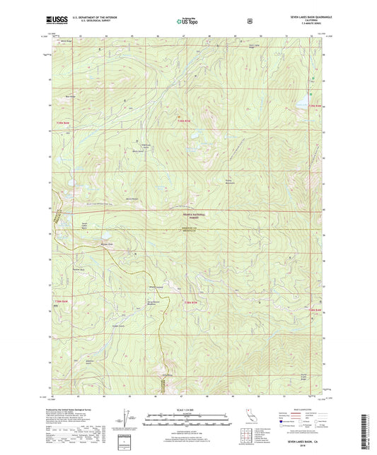 Seven Lakes Basin California US Topo Map Image