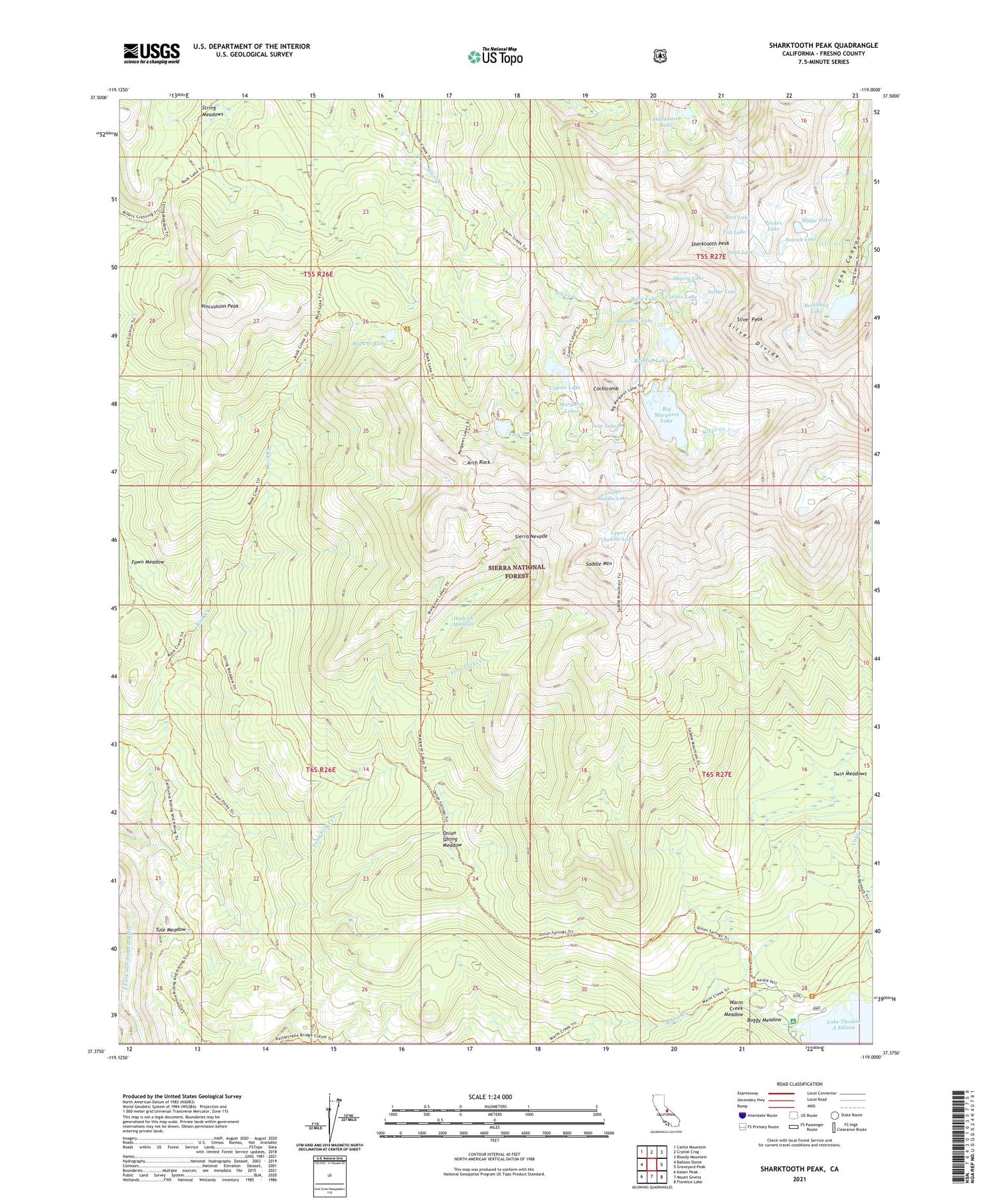 Sharktooth Peak California US Topo Map Image