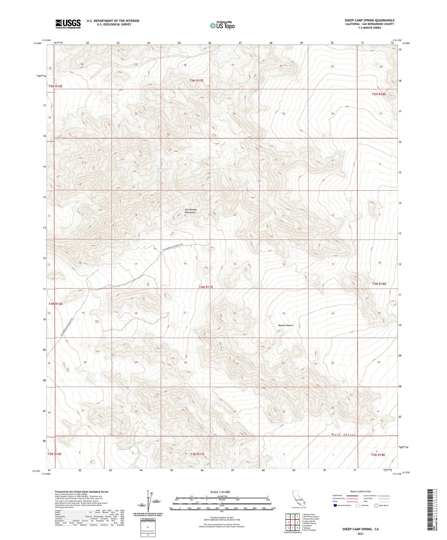Sheep Camp Spring California US Topo Map Image