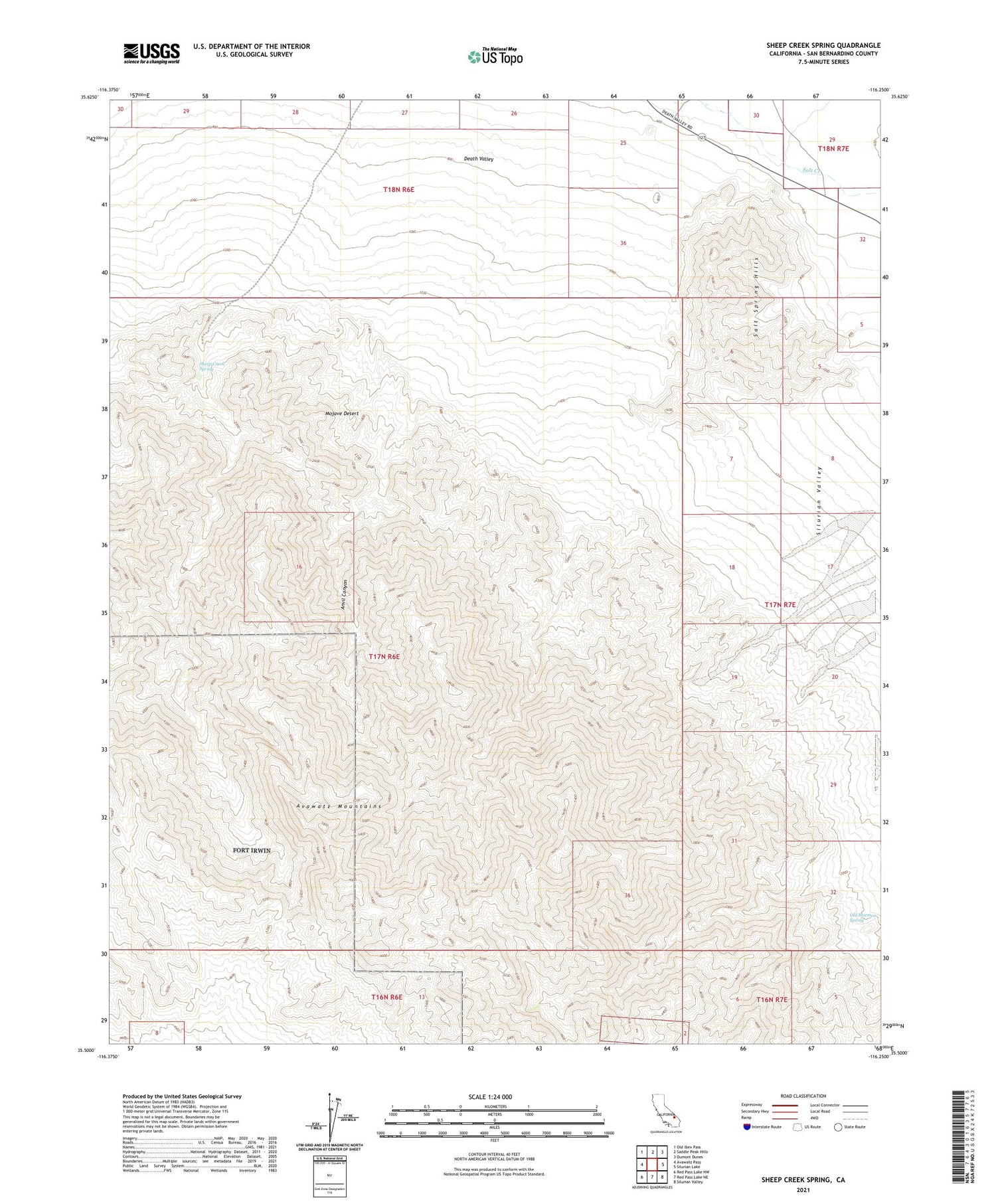 Sheep Creek Spring California US Topo Map Image