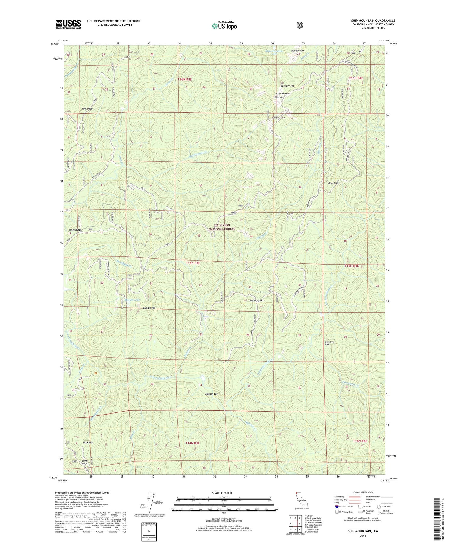 Ship Mountain California US Topo Map Image