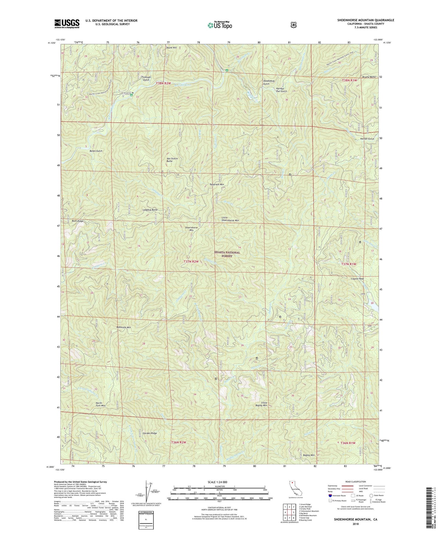 Shoeinhorse Mountain California US Topo Map Image