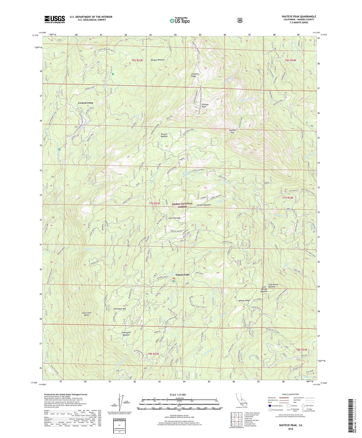 Shuteye Peak California US Topo Map Image