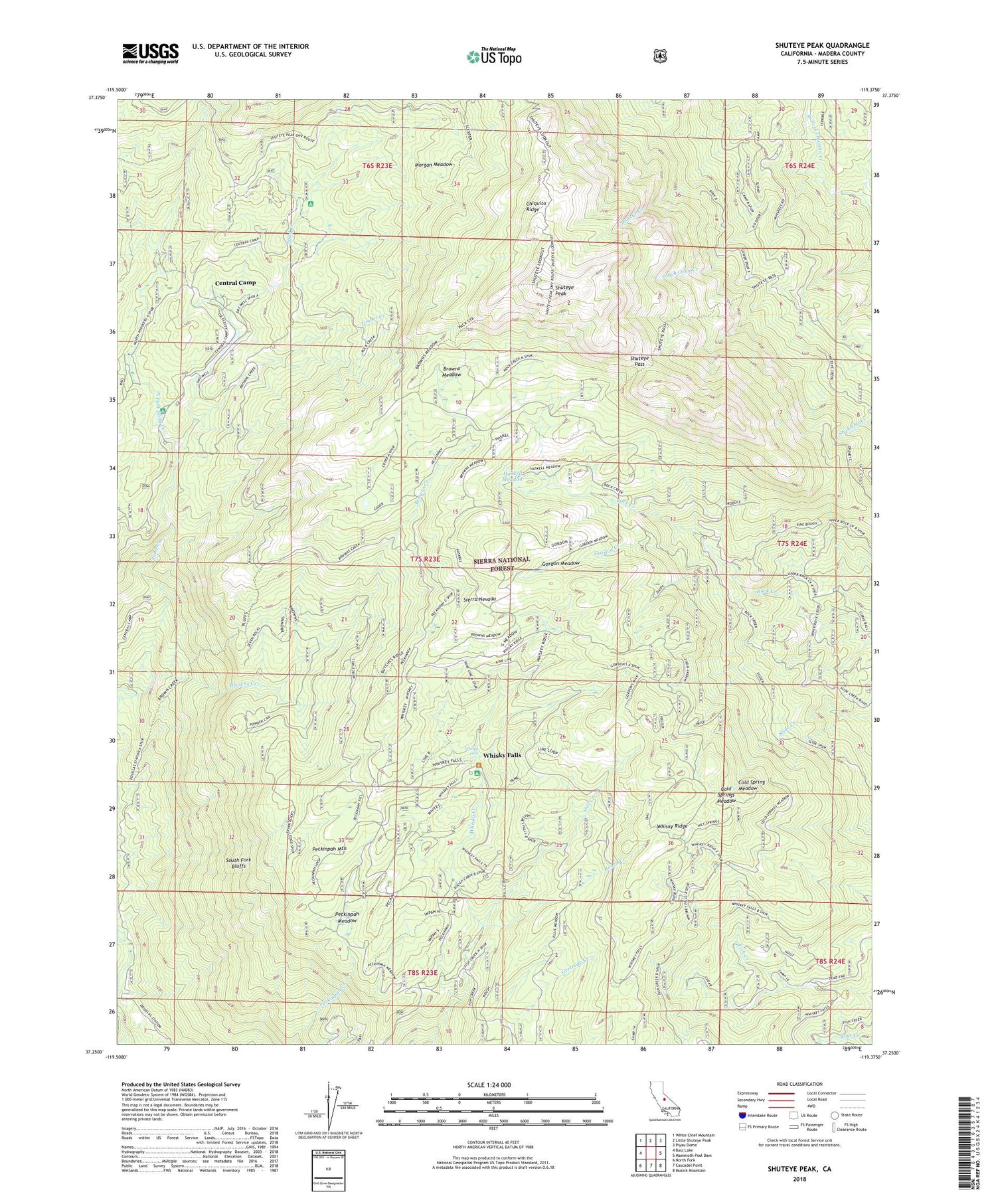 Shuteye Peak California US Topo Map Image