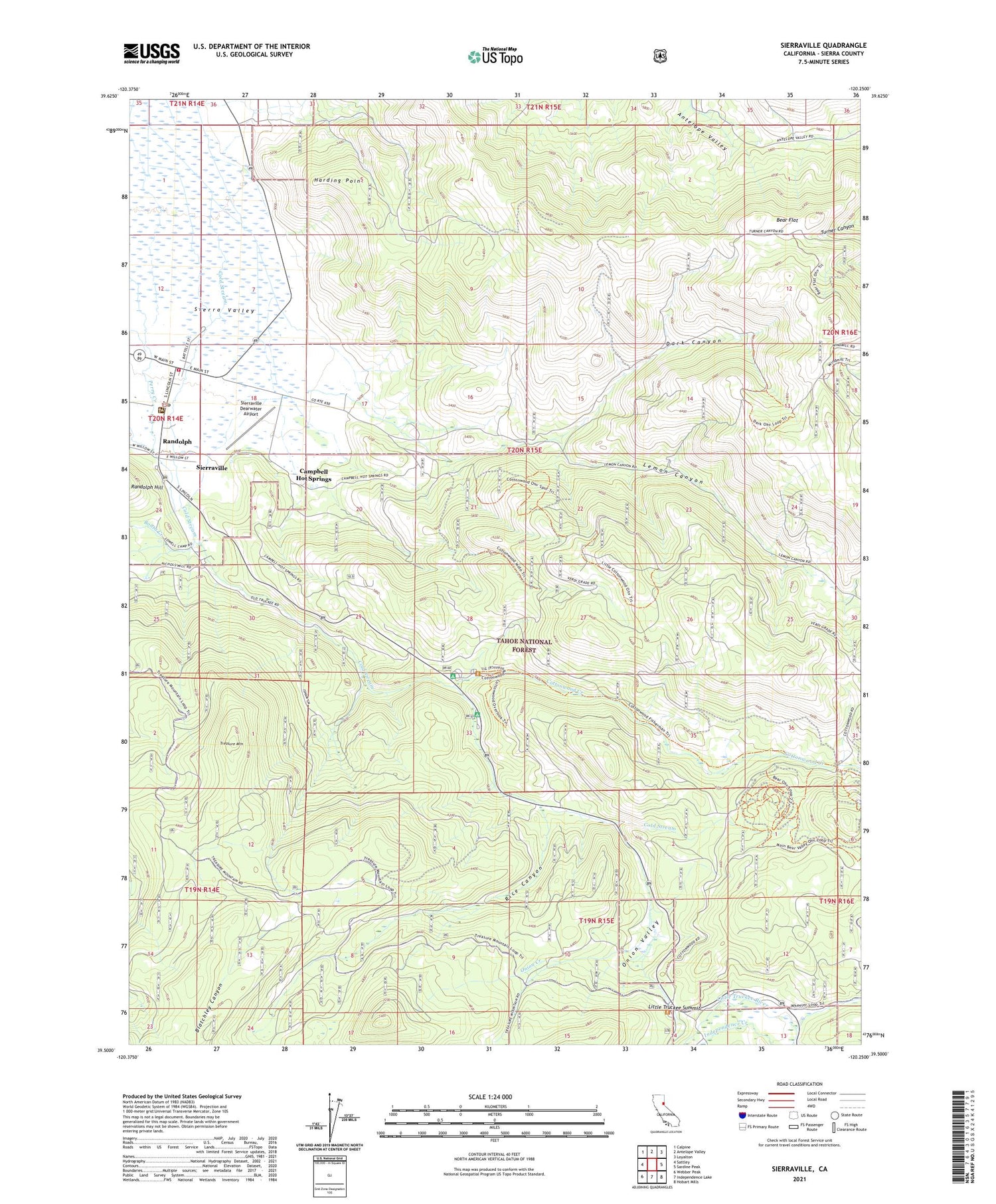 Sierraville California US Topo Map Image
