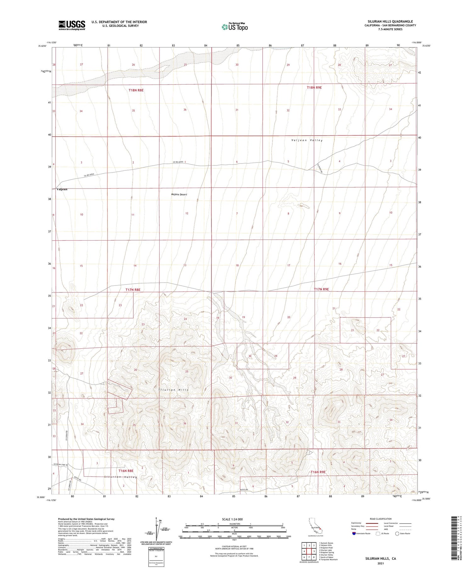 Silurian Hills California US Topo Map Image