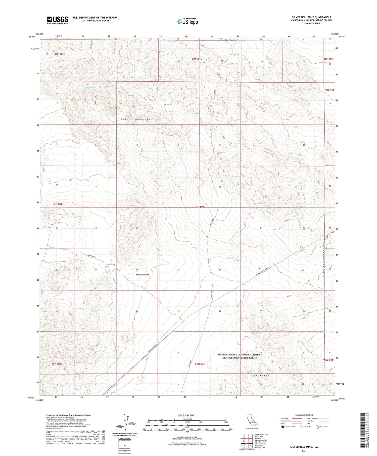 Silver Bell Mine California US Topo Map Image