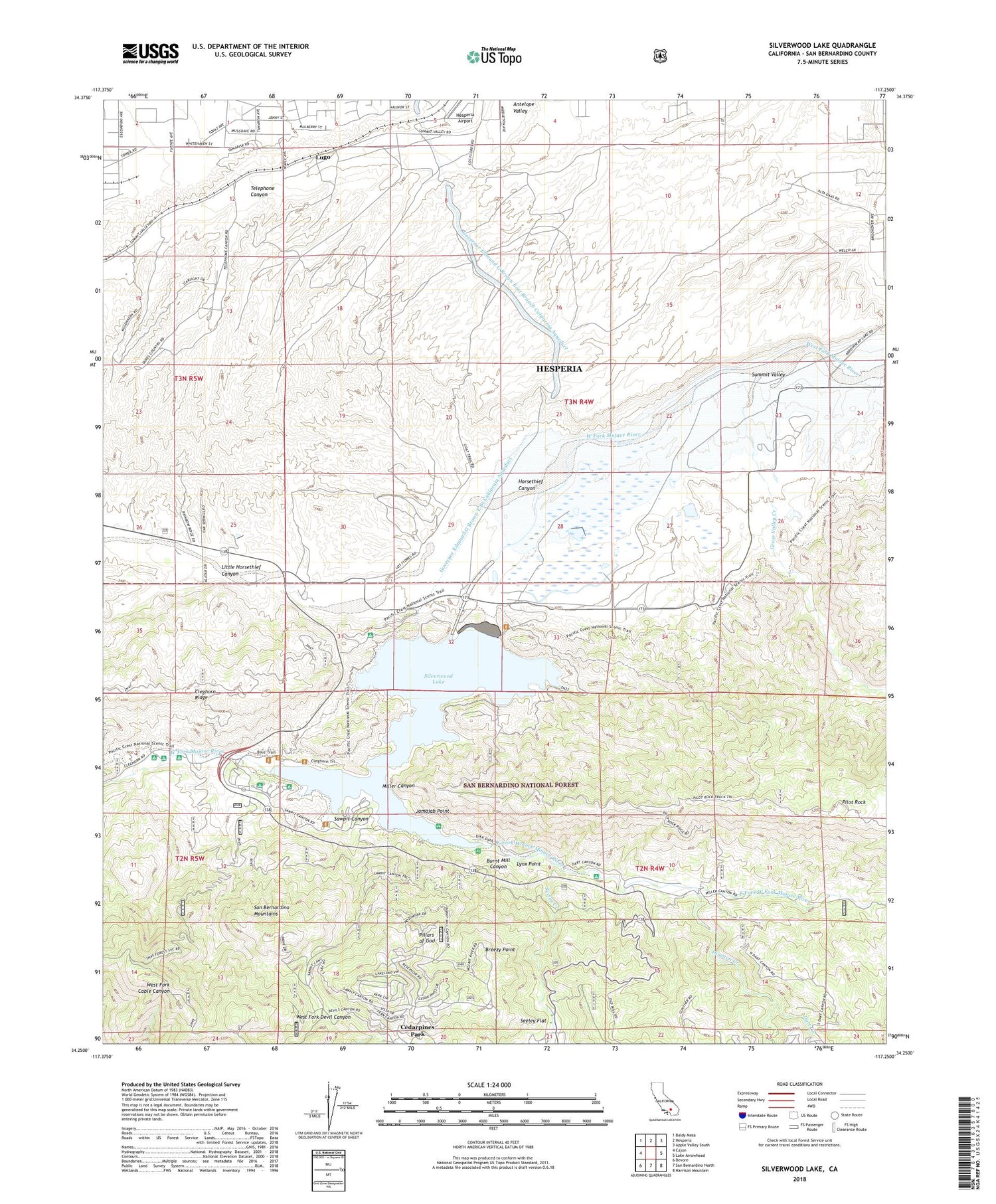 Silverwood Lake California US Topo Map Image
