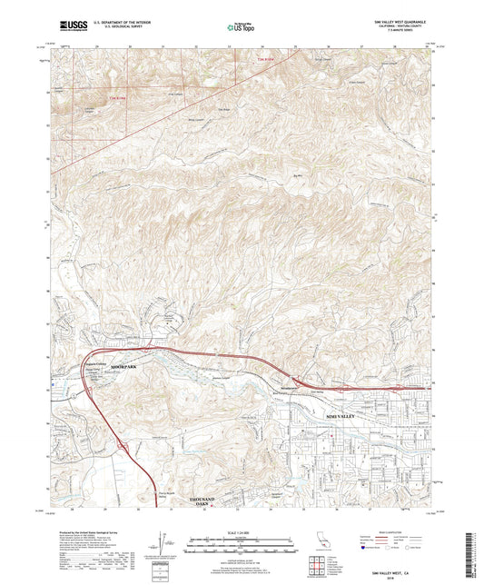 Simi Valley West California US Topo Map Image