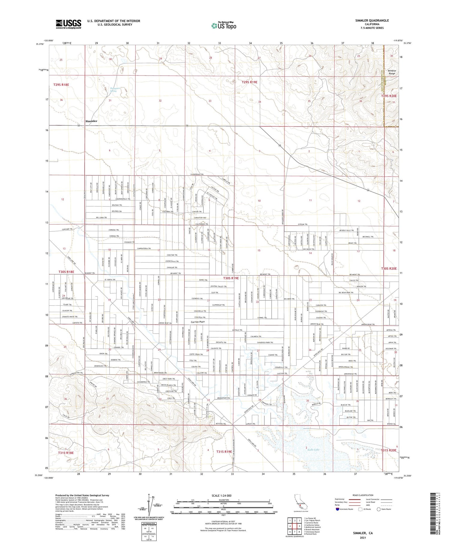 Simmler California US Topo Map Image