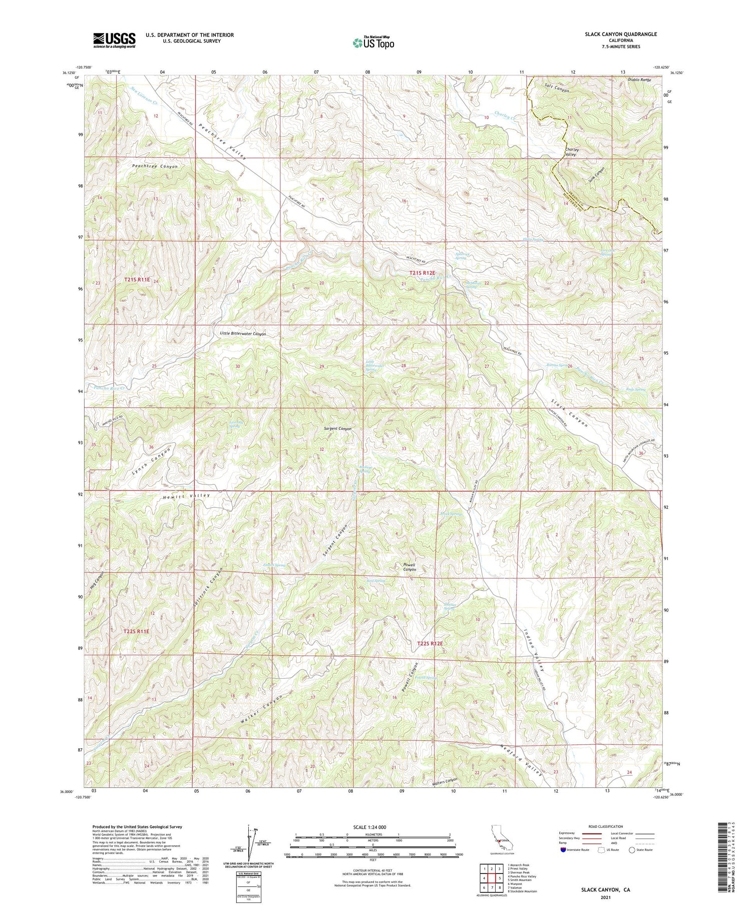 Slack Canyon California US Topo Map Image