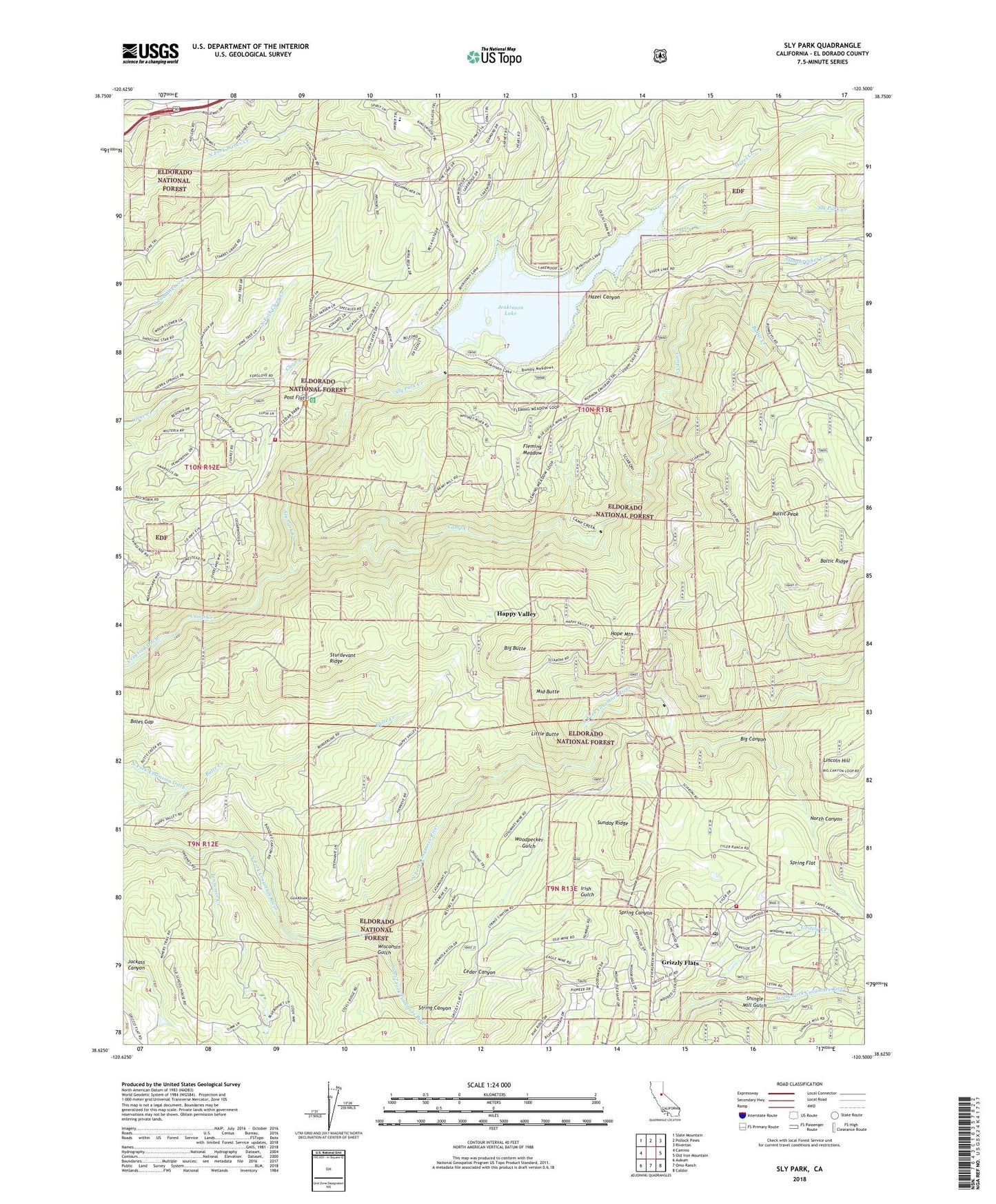 Sly Park California US Topo Map Image