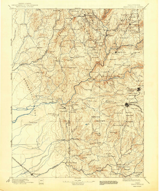 Historic 1895 Smartsville California 30'x30' Topo Map Image