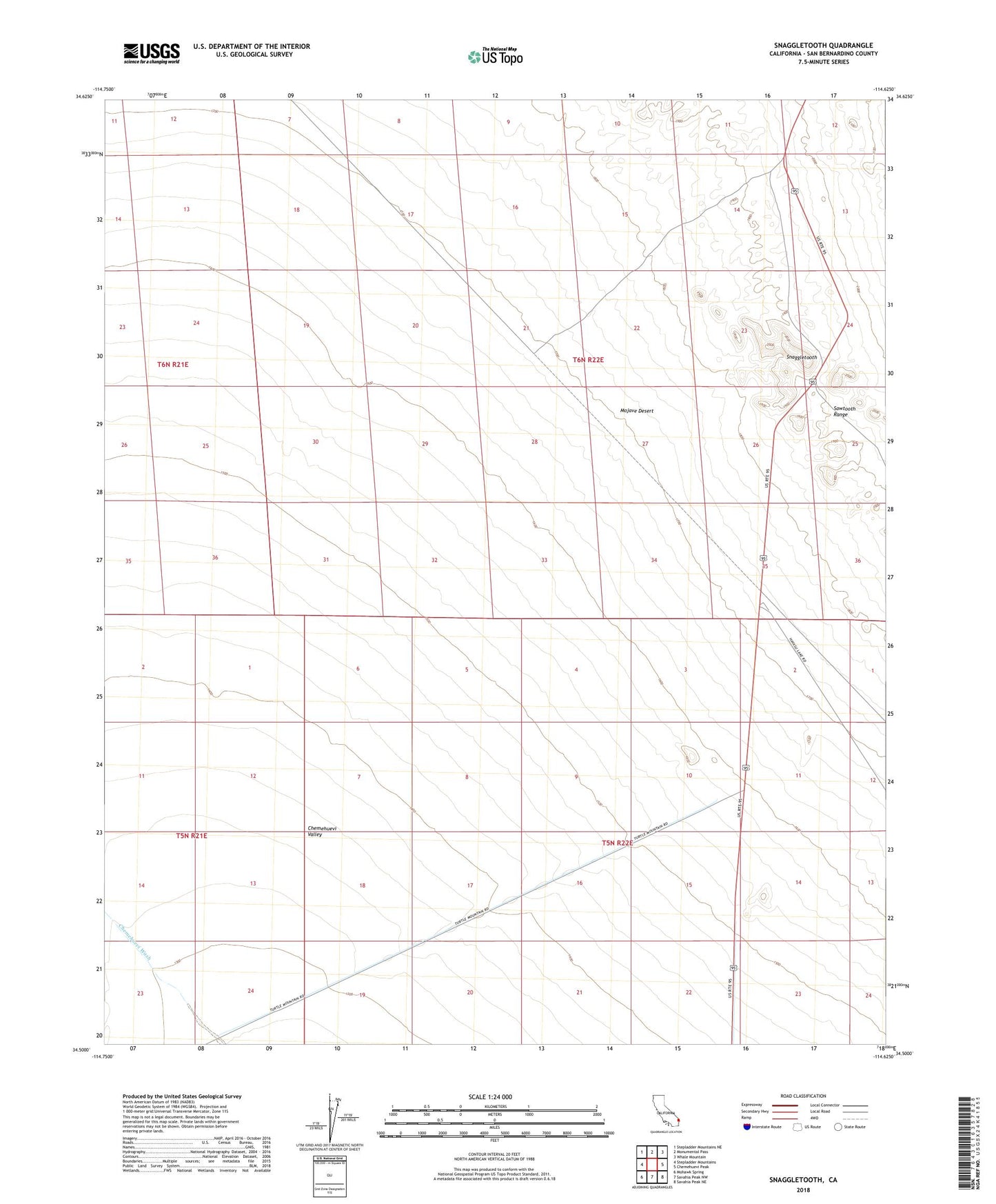 Snaggletooth California US Topo Map Image