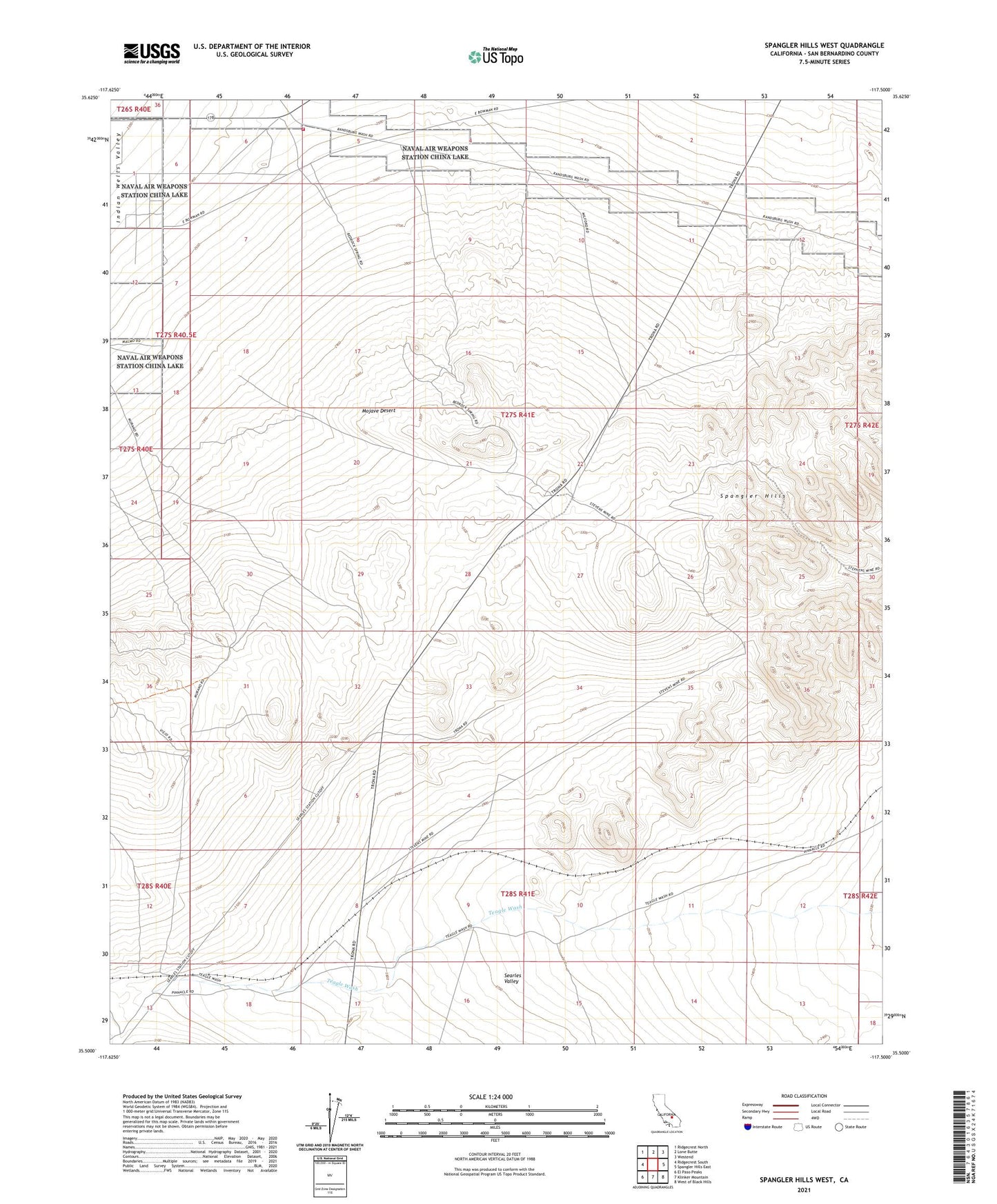 Spangler Hills West California US Topo Map Image