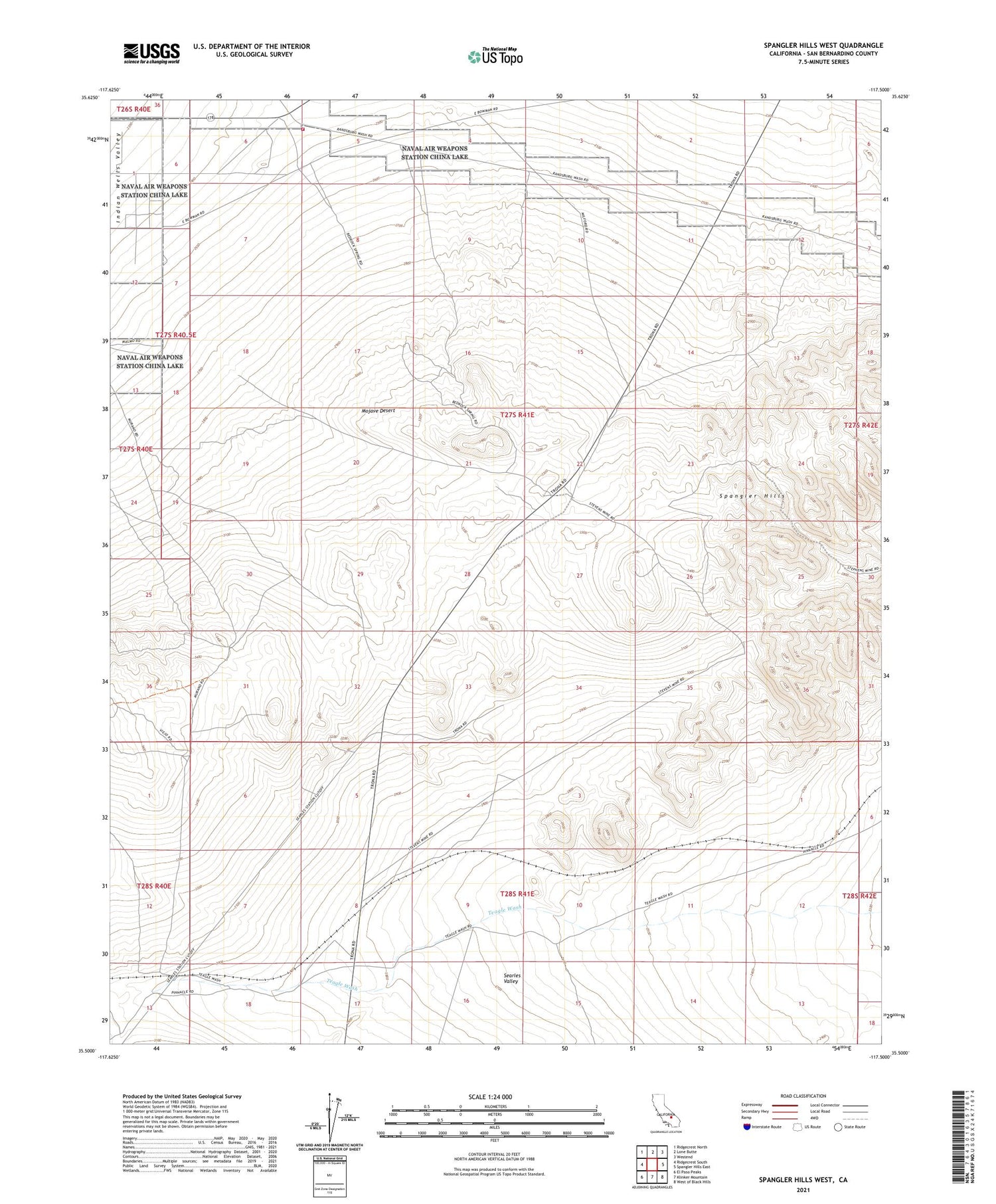 Spangler Hills West California US Topo Map Image