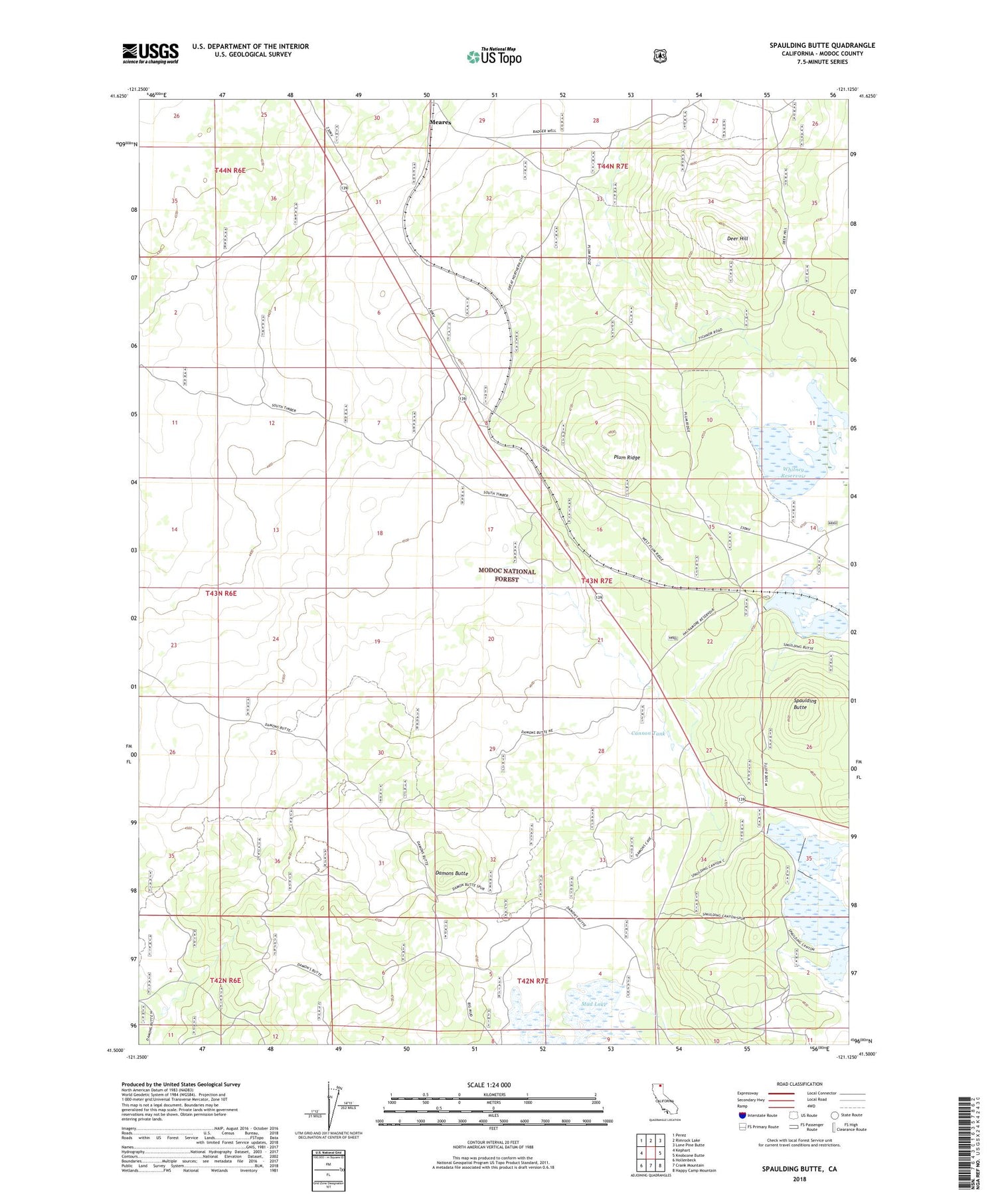 Spaulding Butte California US Topo Map Image