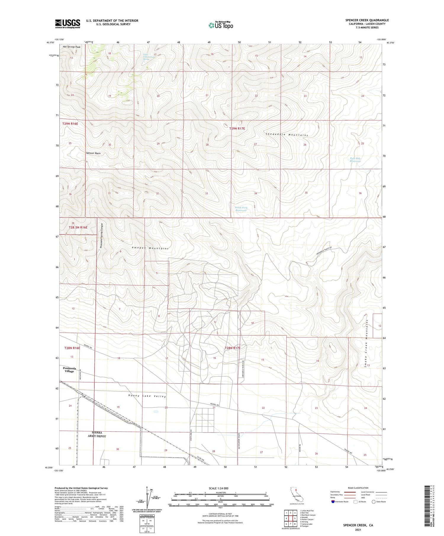 Spencer Creek California US Topo Map Image
