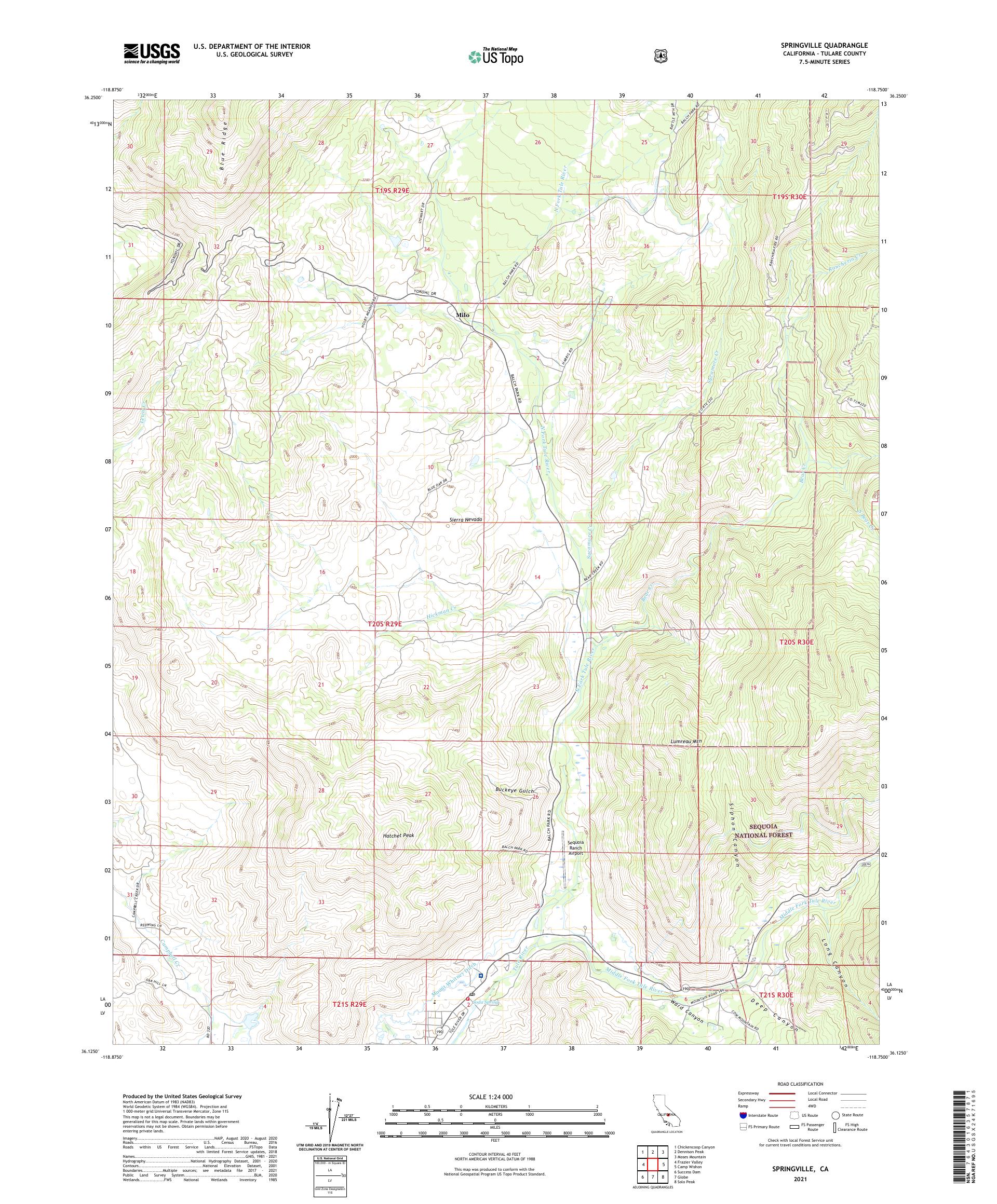 Springville Map Springville California US Topo Map – MyTopo Map Store