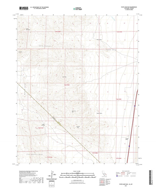 State Line Pass California US Topo Map Image