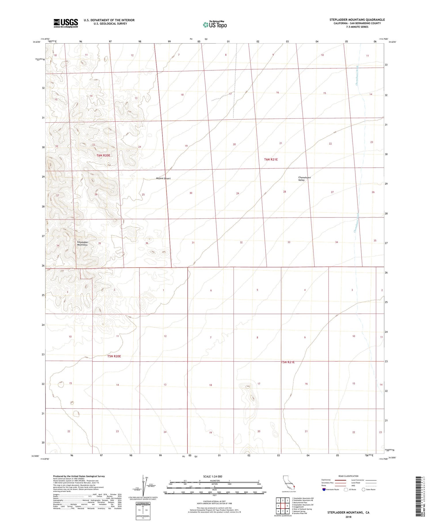 Stepladder Mountains California US Topo Map Image