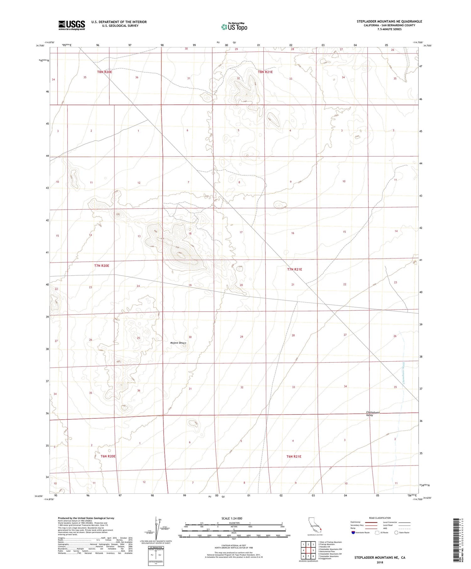 Stepladder Mountains NE California US Topo Map Image