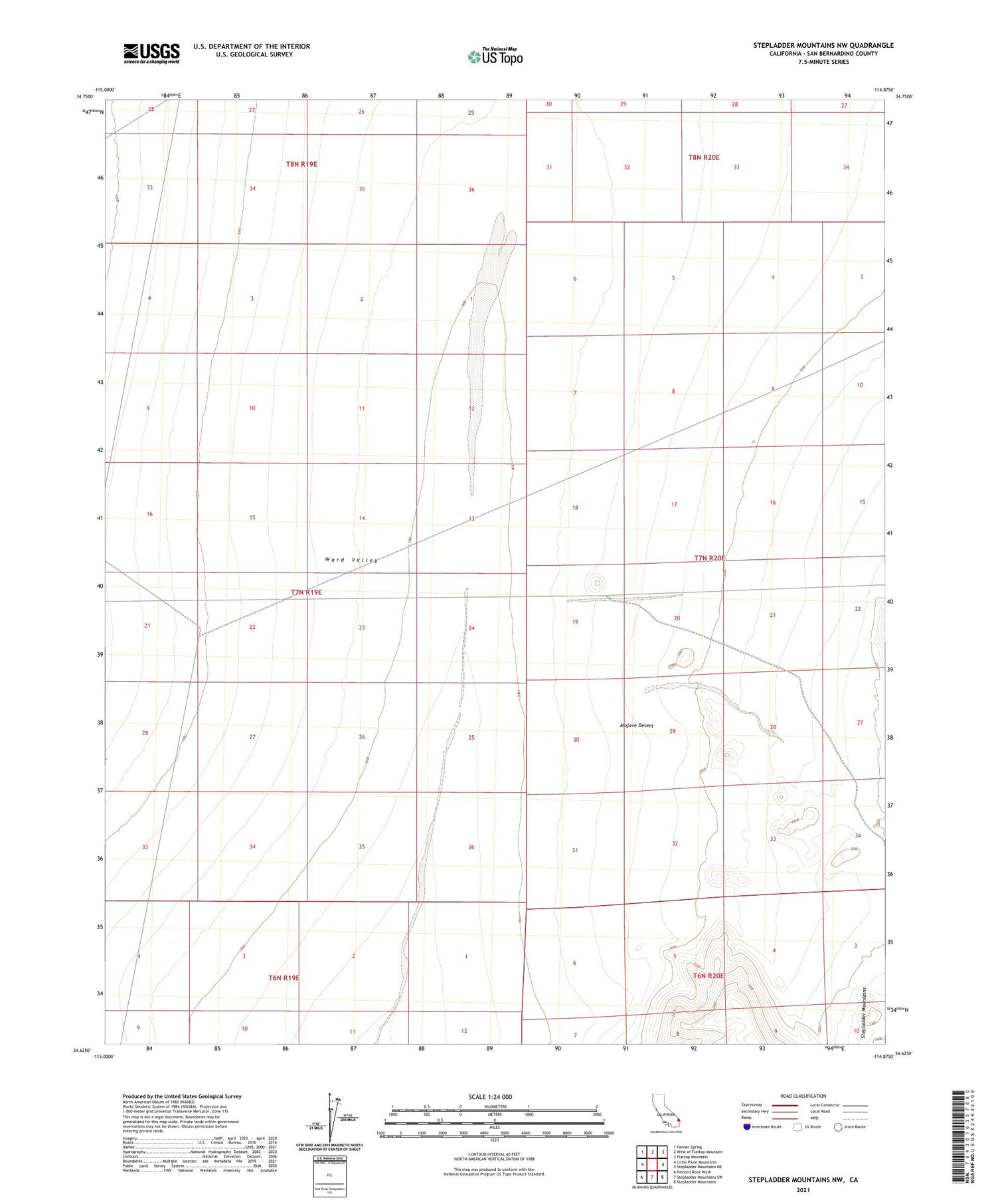 Stepladder Mountains NW California US Topo Map Image