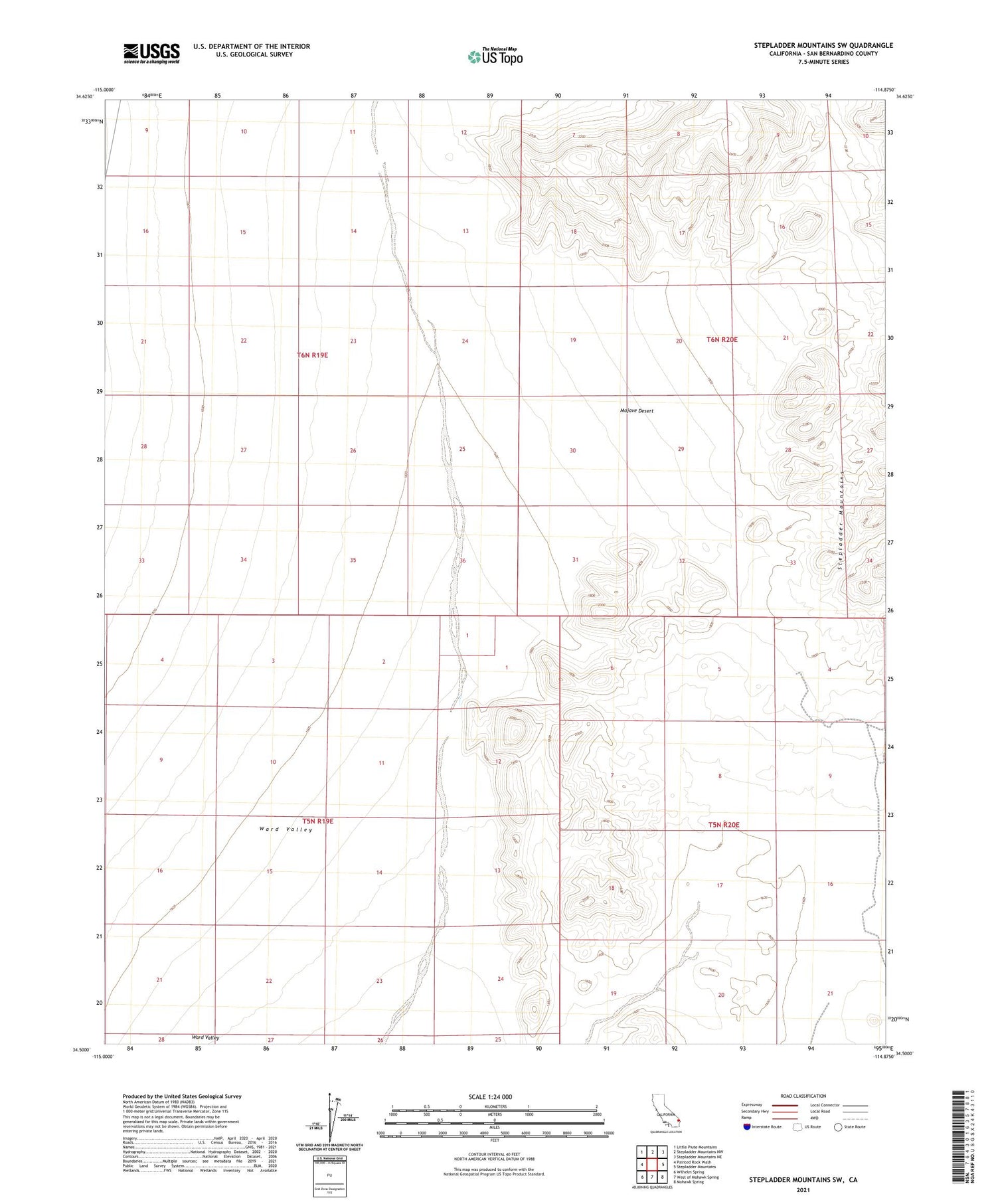 Stepladder Mountains SW California US Topo Map Image