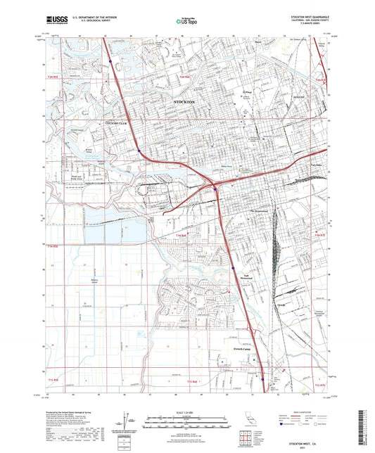 Stockton West California US Topo Map Image