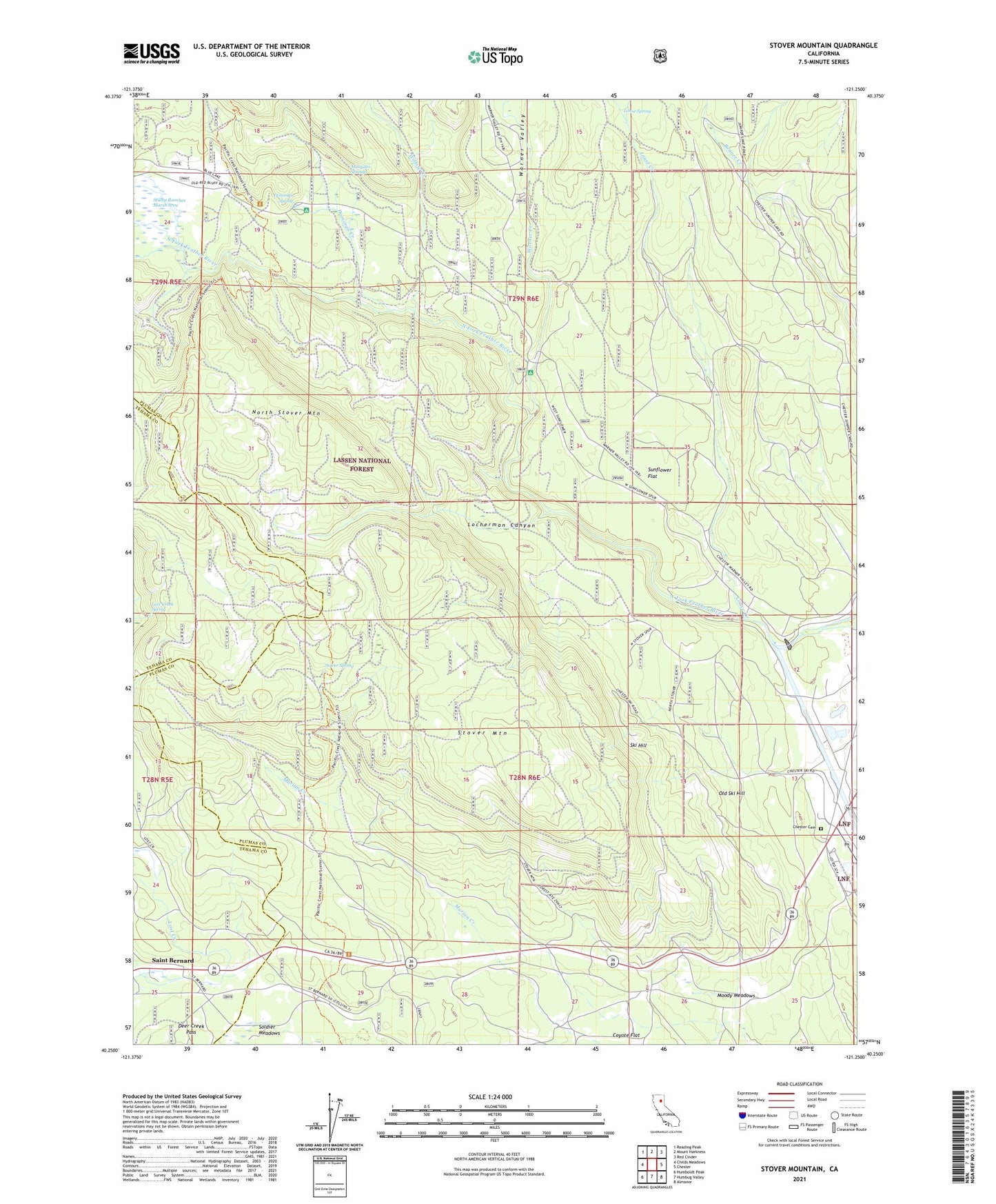 Stover Mountain California US Topo Map Image