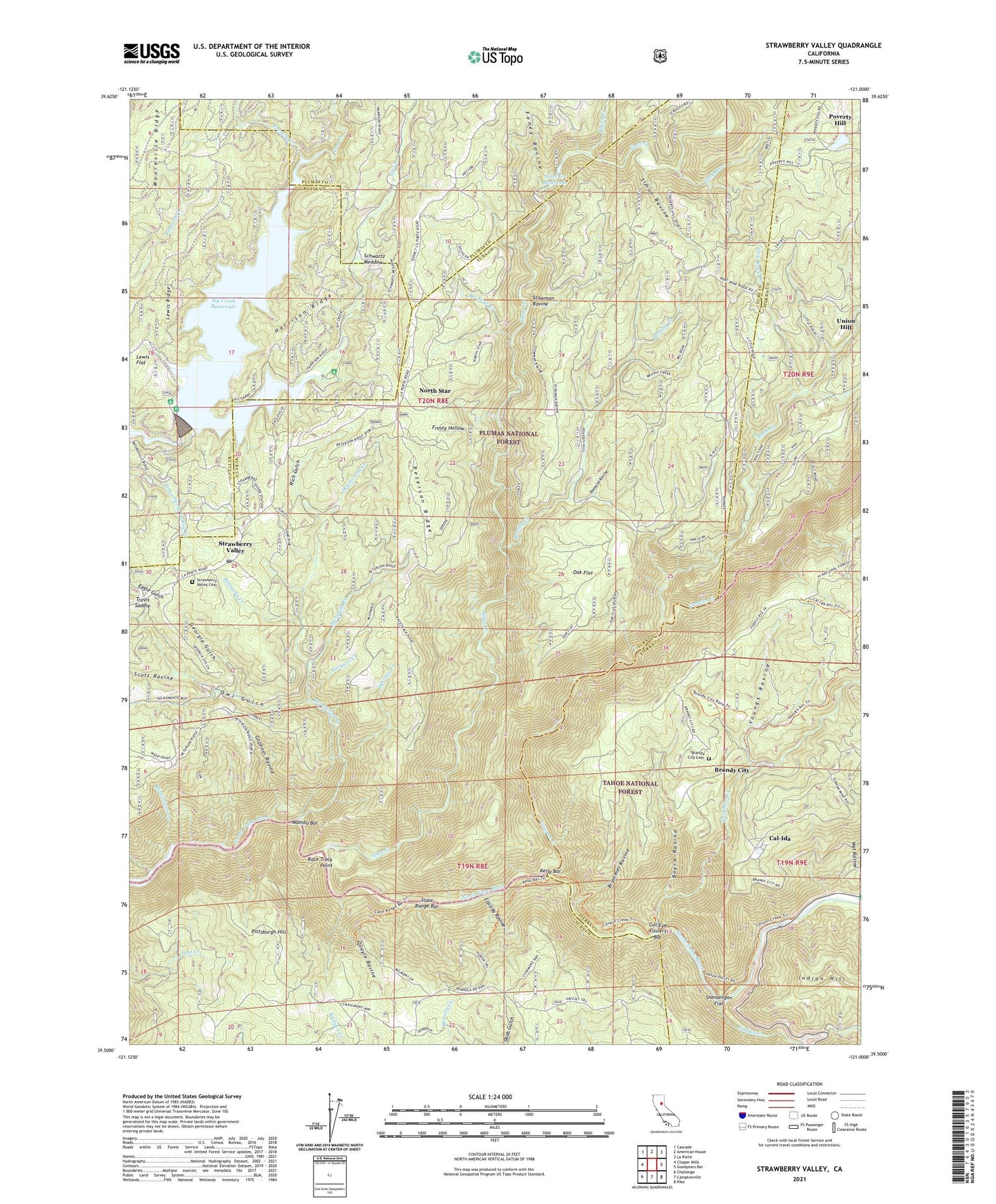 Strawberry Valley California US Topo Map Image