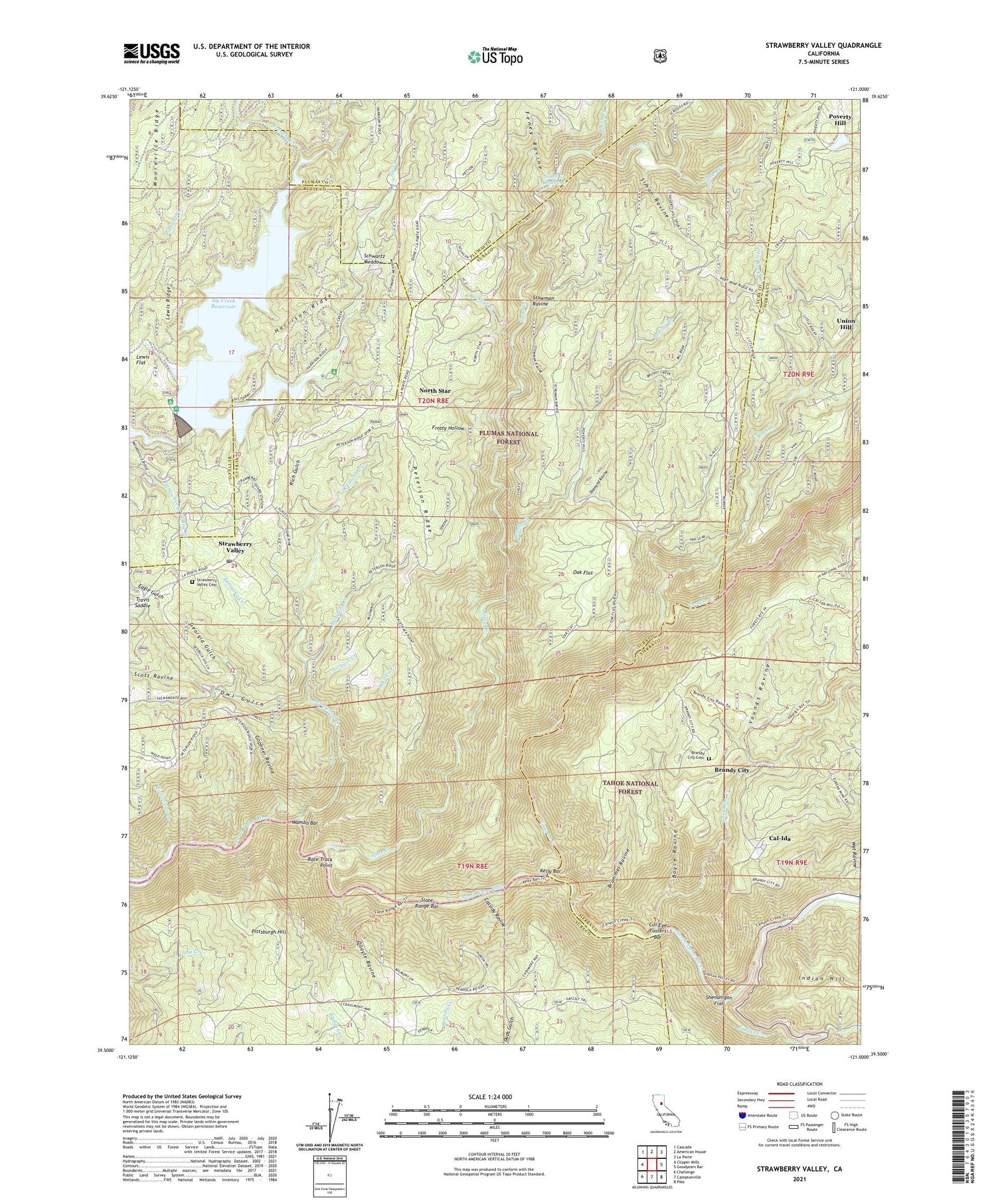 Strawberry Valley California US Topo Map Image