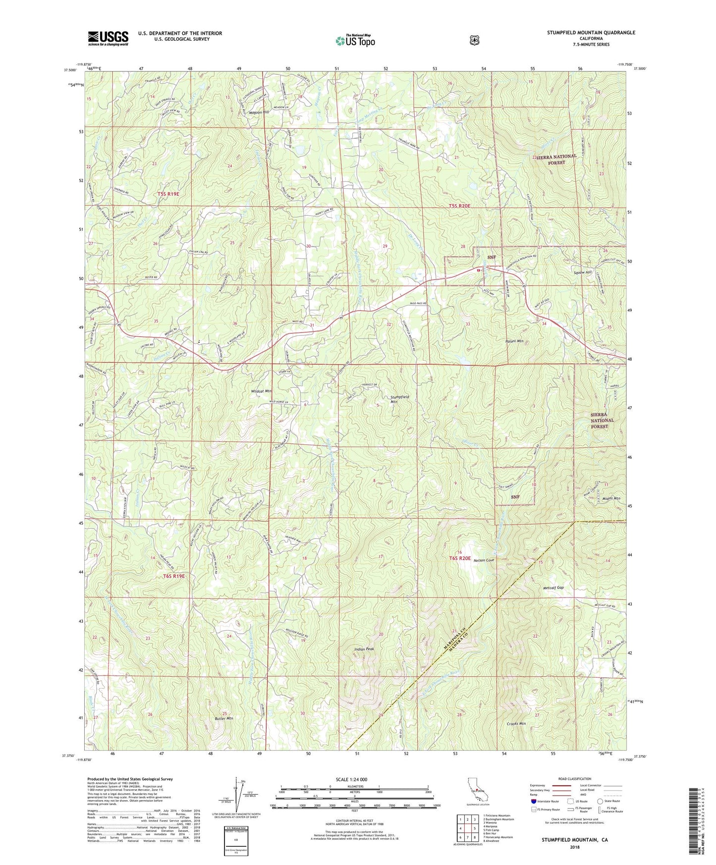 Stumpfield Mountain California US Topo Map Image