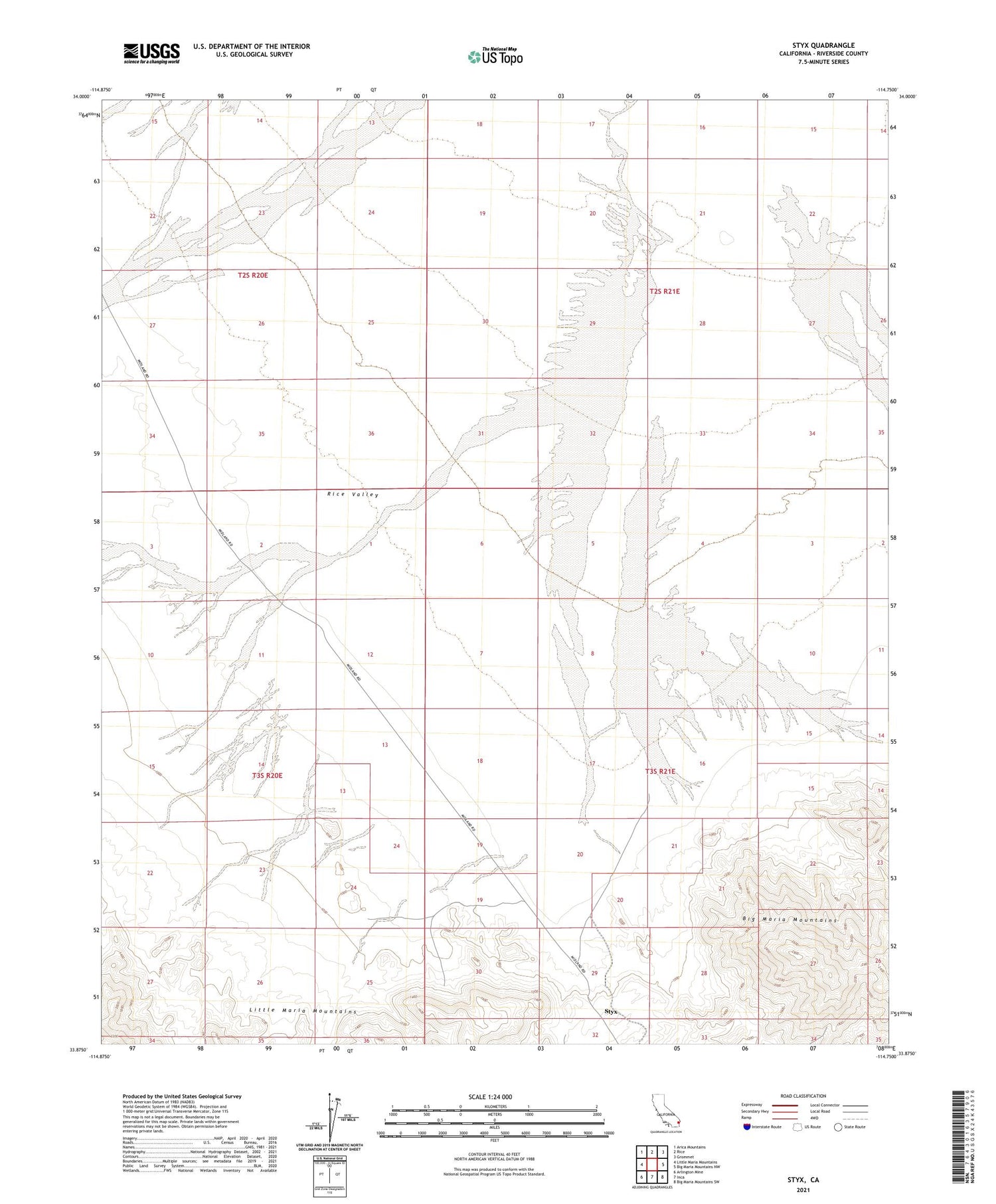 Styx California US Topo Map Image