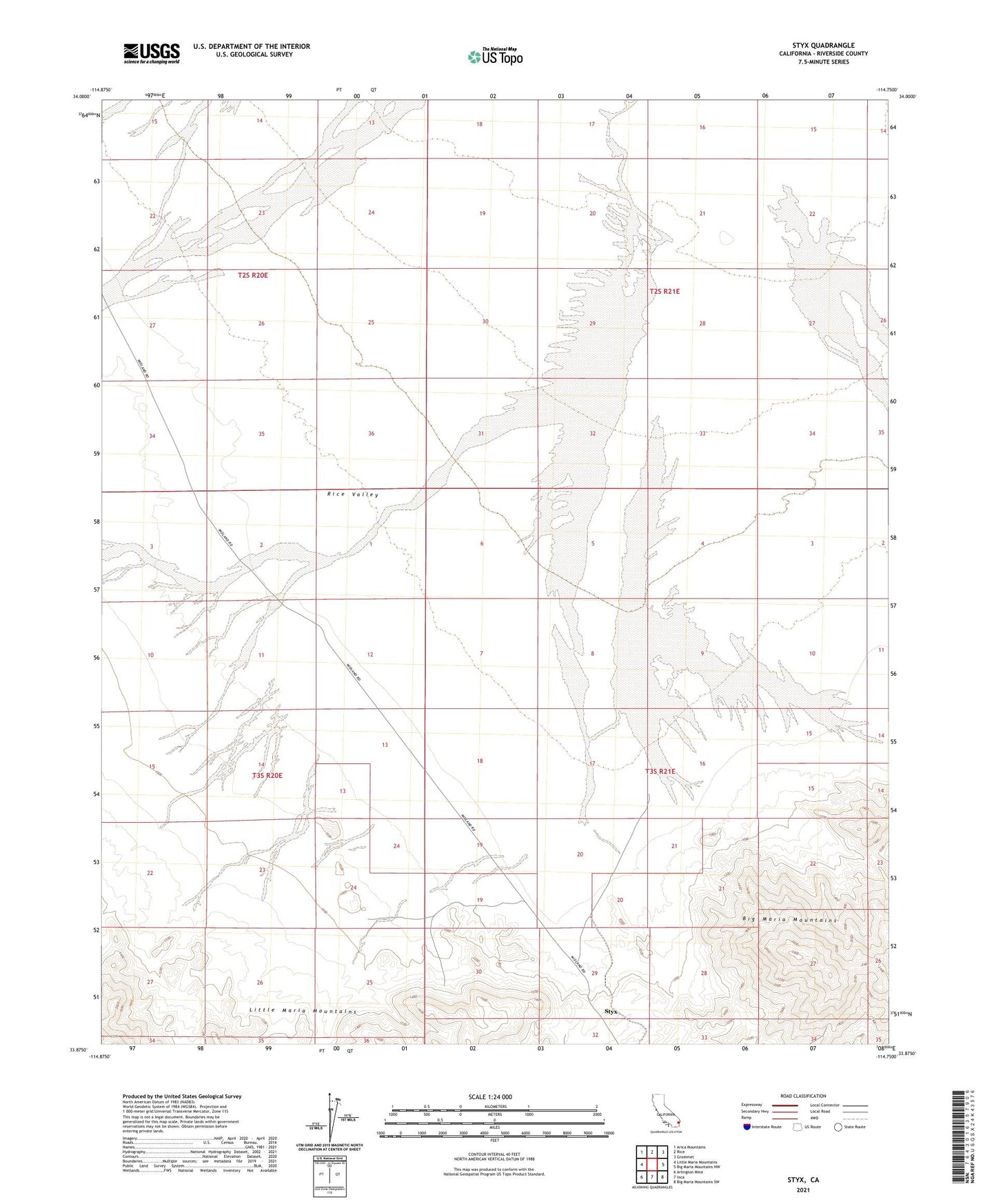 Styx California US Topo Map Image