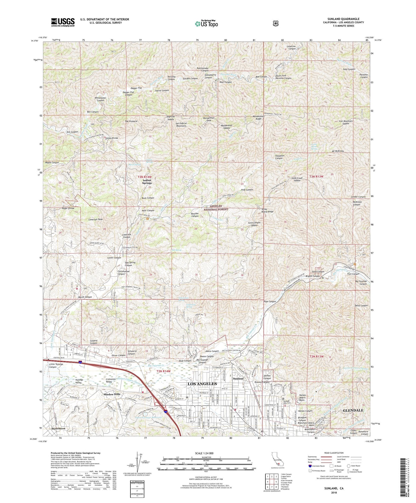 Sunland California US Topo Map Image