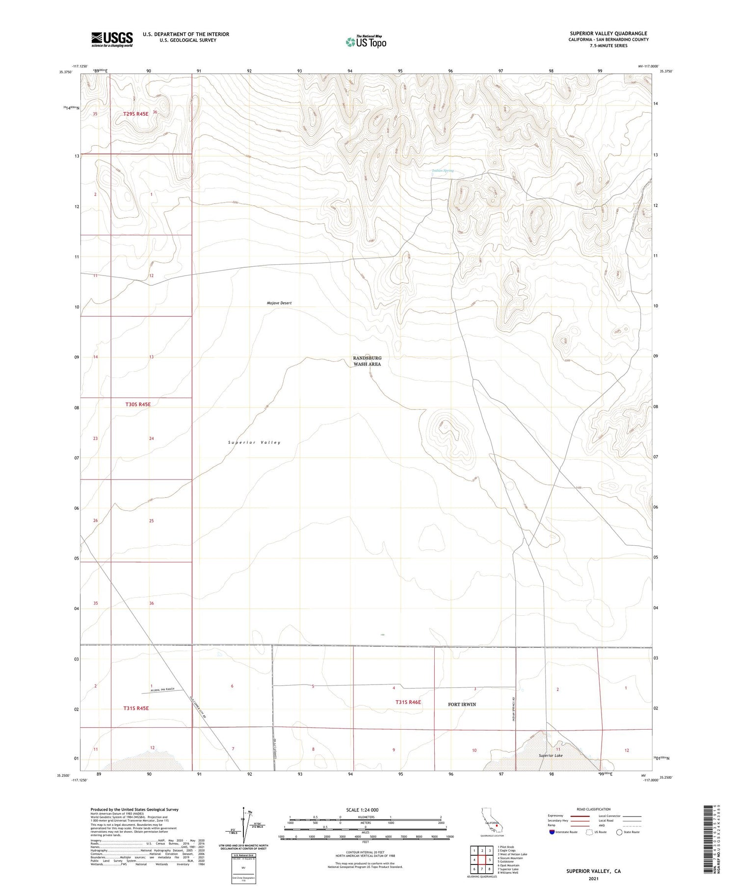 Superior Valley California US Topo Map Image