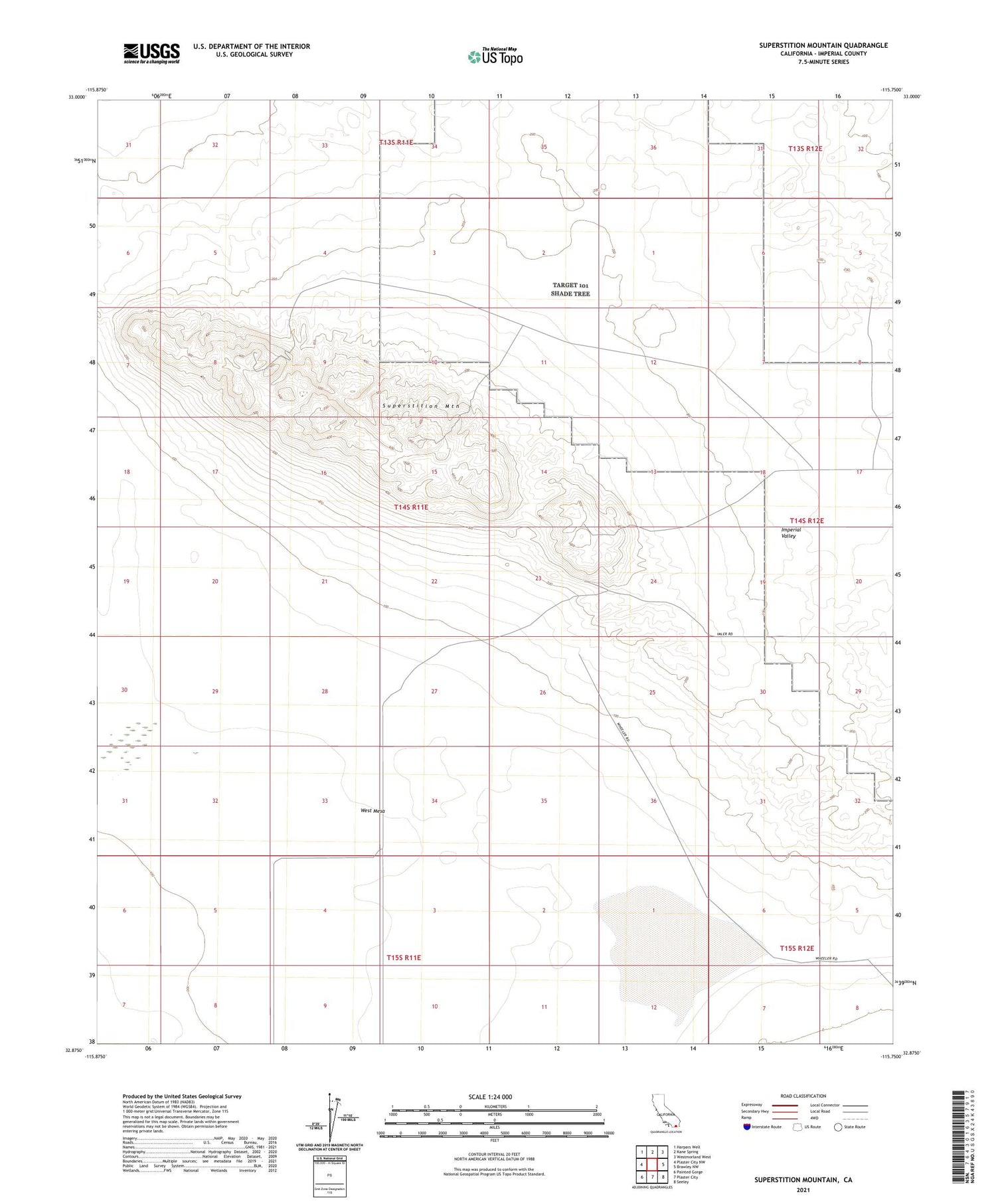 Superstition Mountain California US Topo Map Image