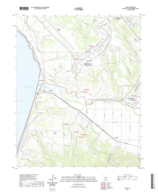 Surf California US Topo Map Image
