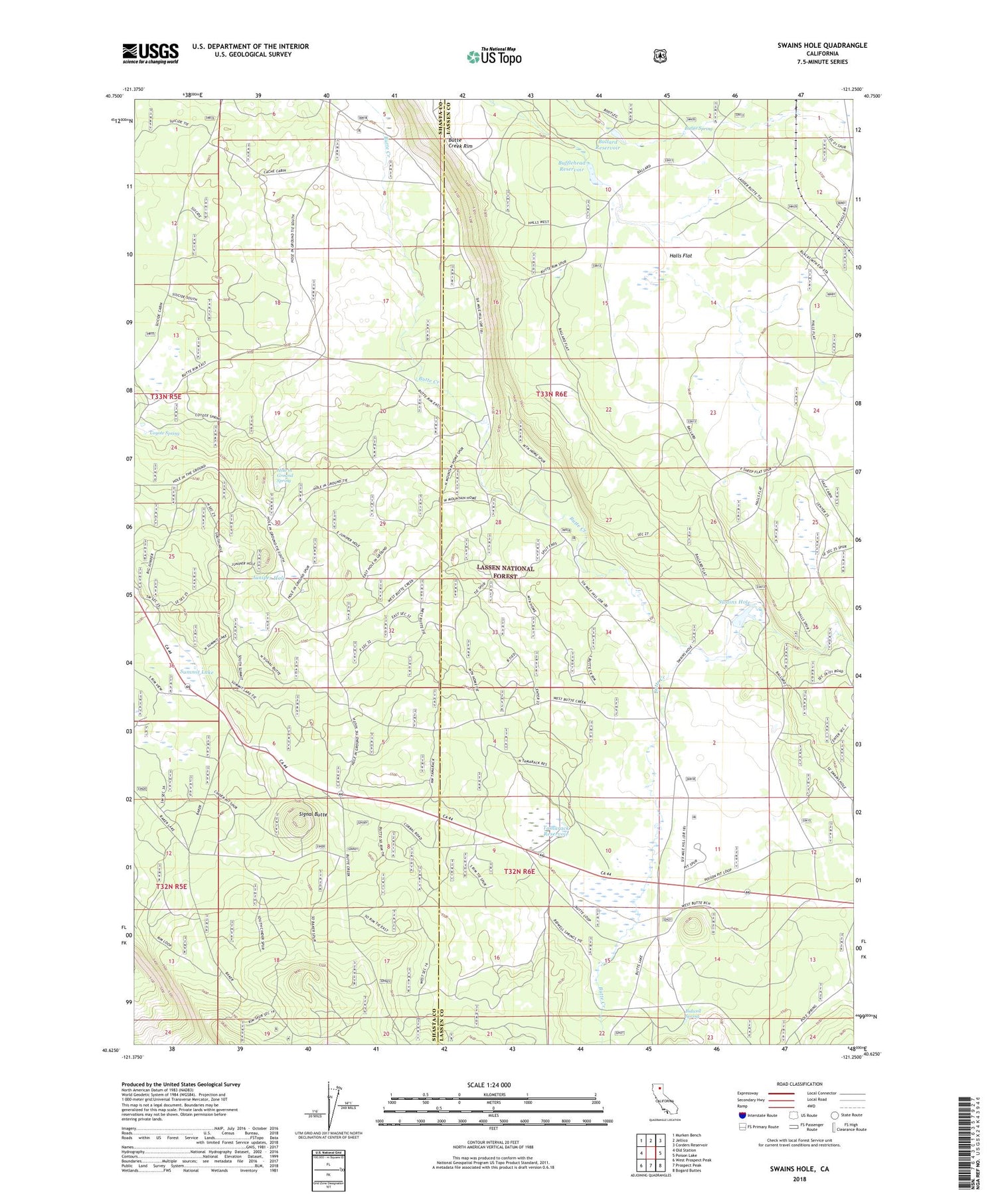 Swains Hole California US Topo Map Image