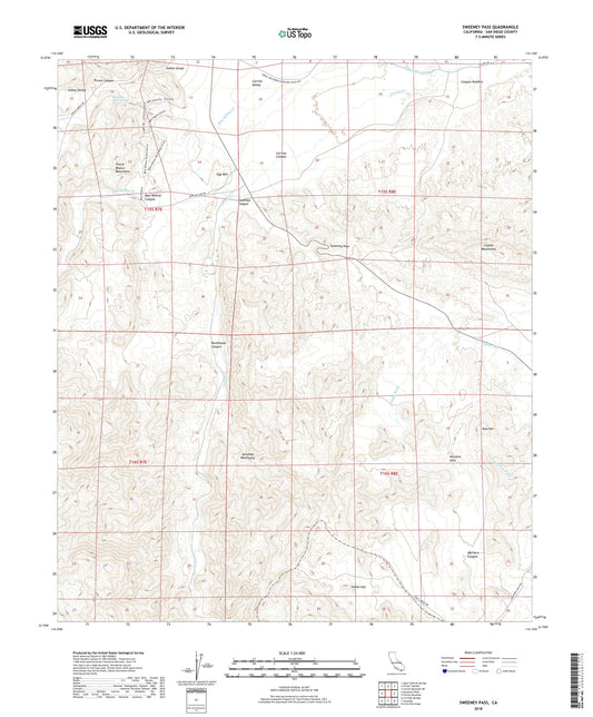 Sweeney Pass California US Topo Map Image