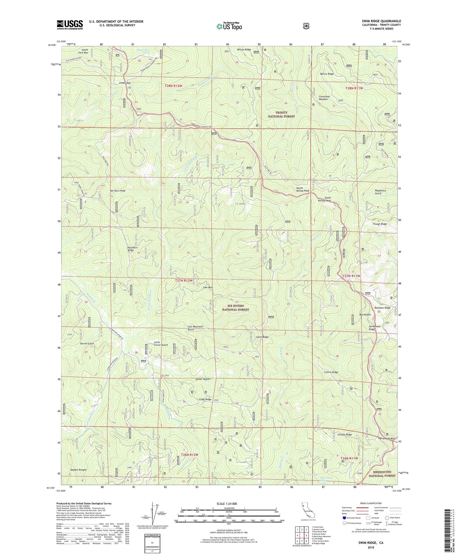 Swim Ridge California US Topo Map Image