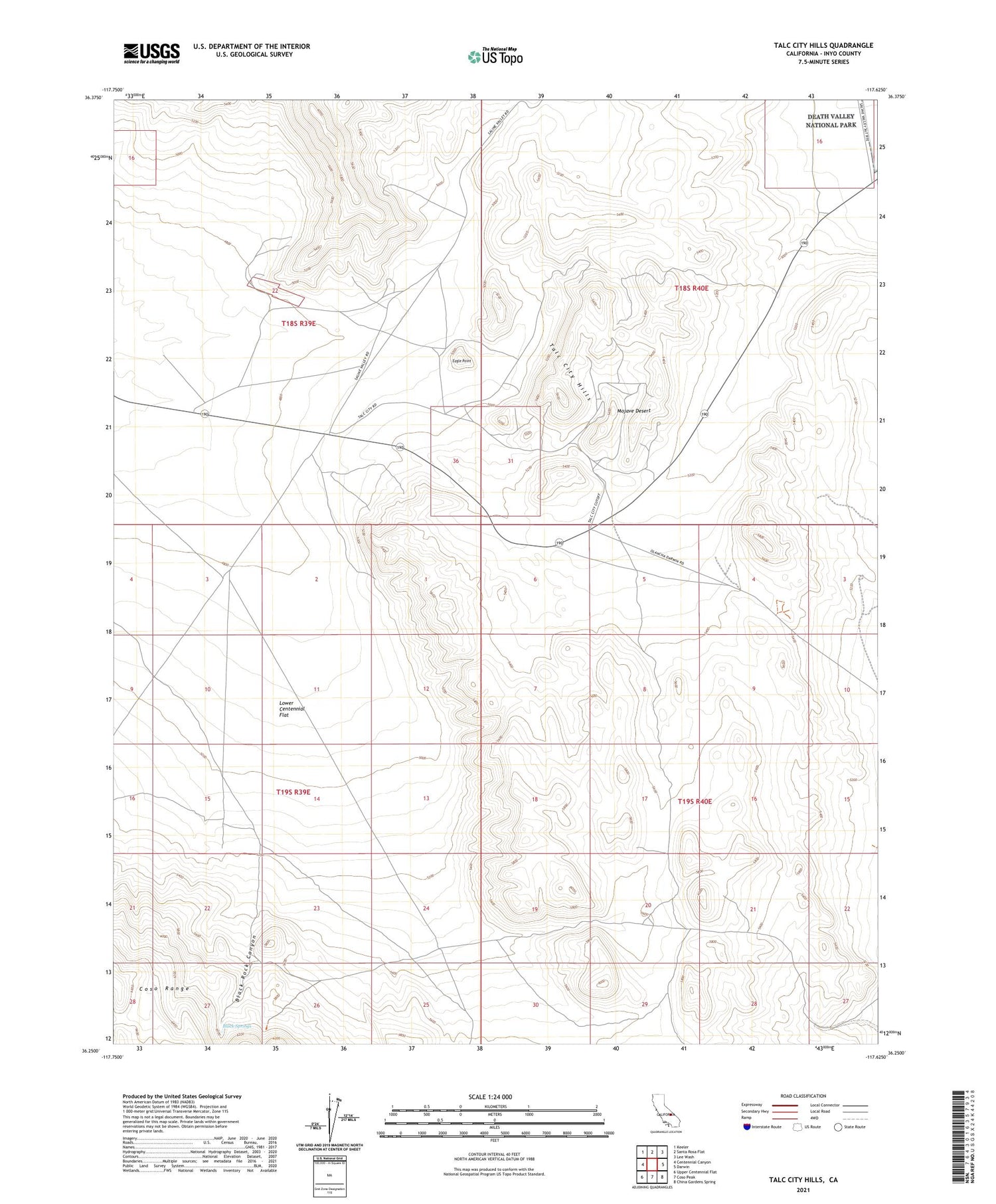 Talc City Hills California US Topo Map Image