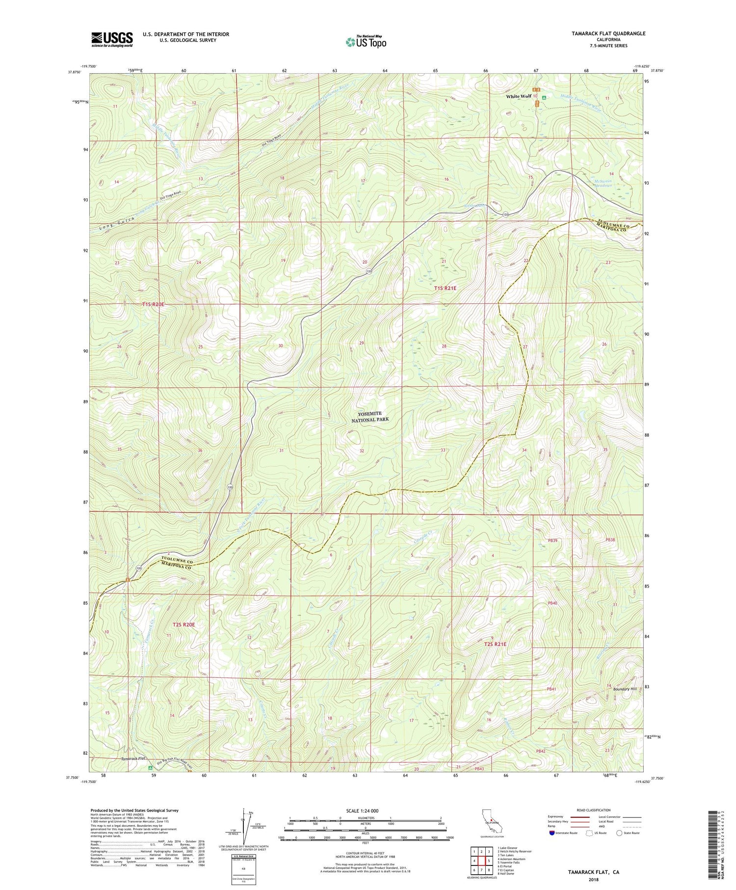 Tamarack Flat California US Topo Map Image