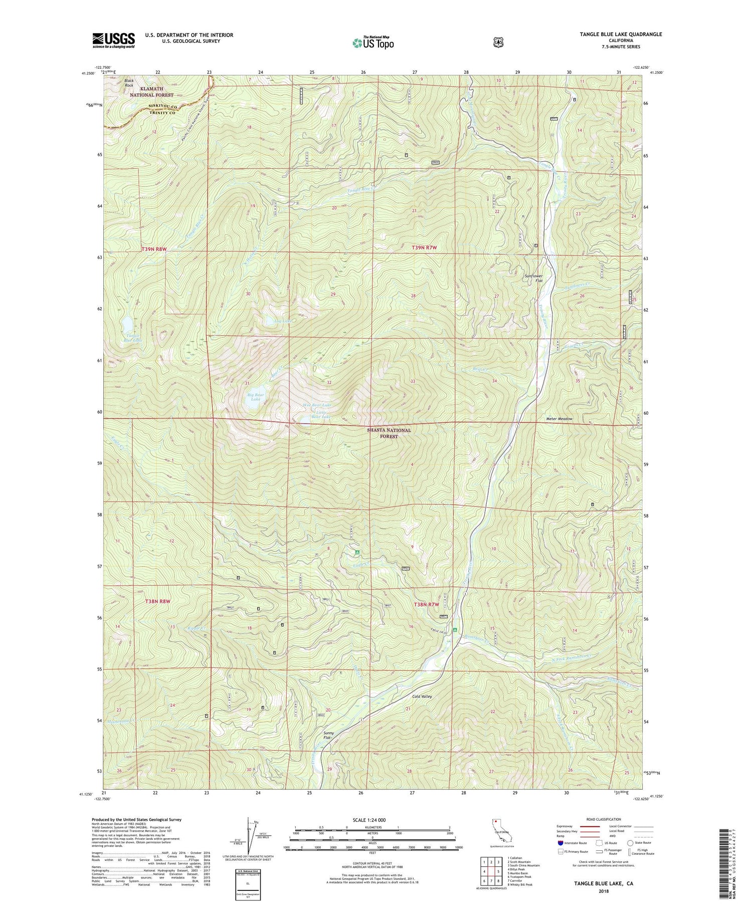 Tangle Blue Lake California US Topo Map Image