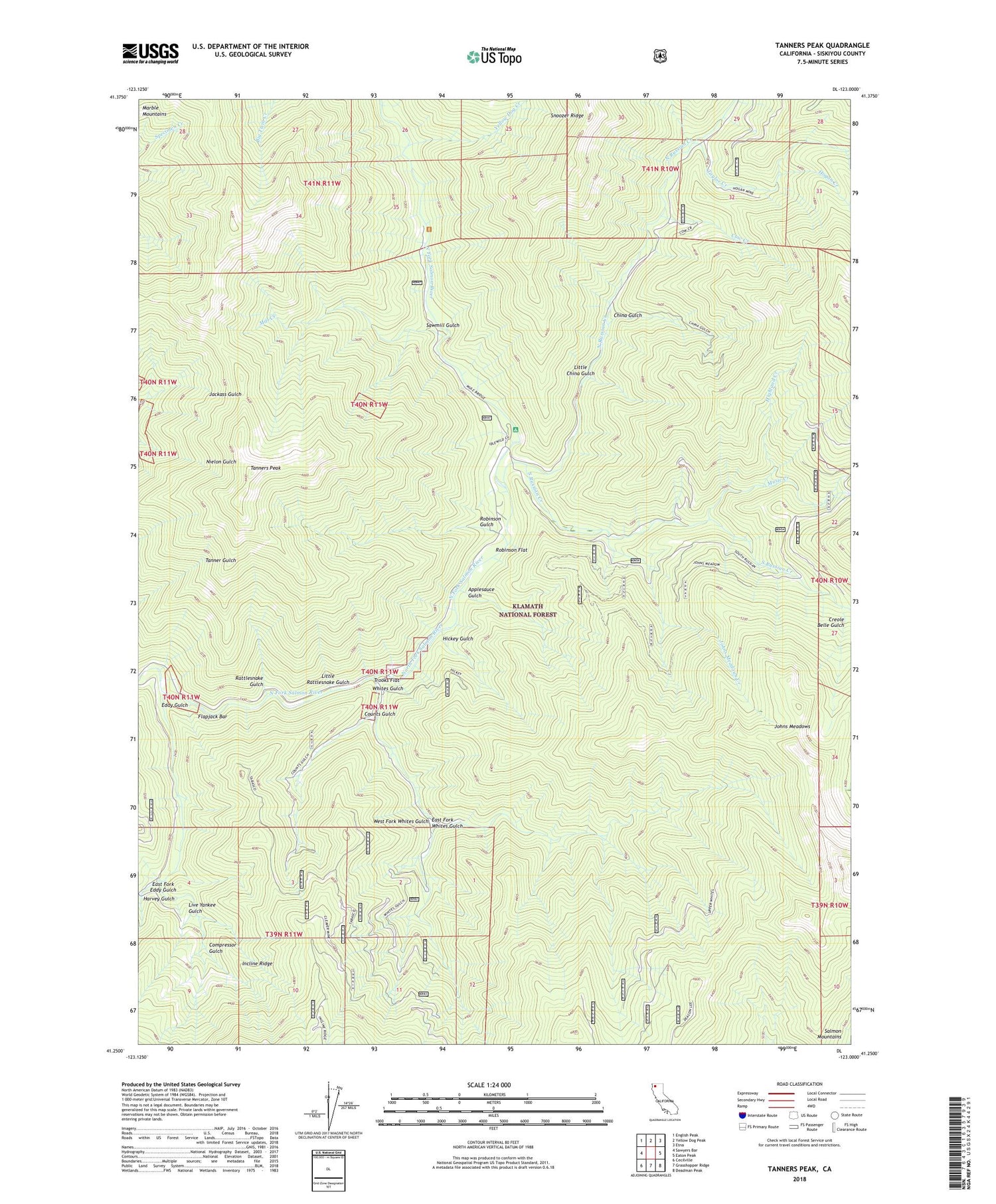 Tanners Peak California US Topo Map Image