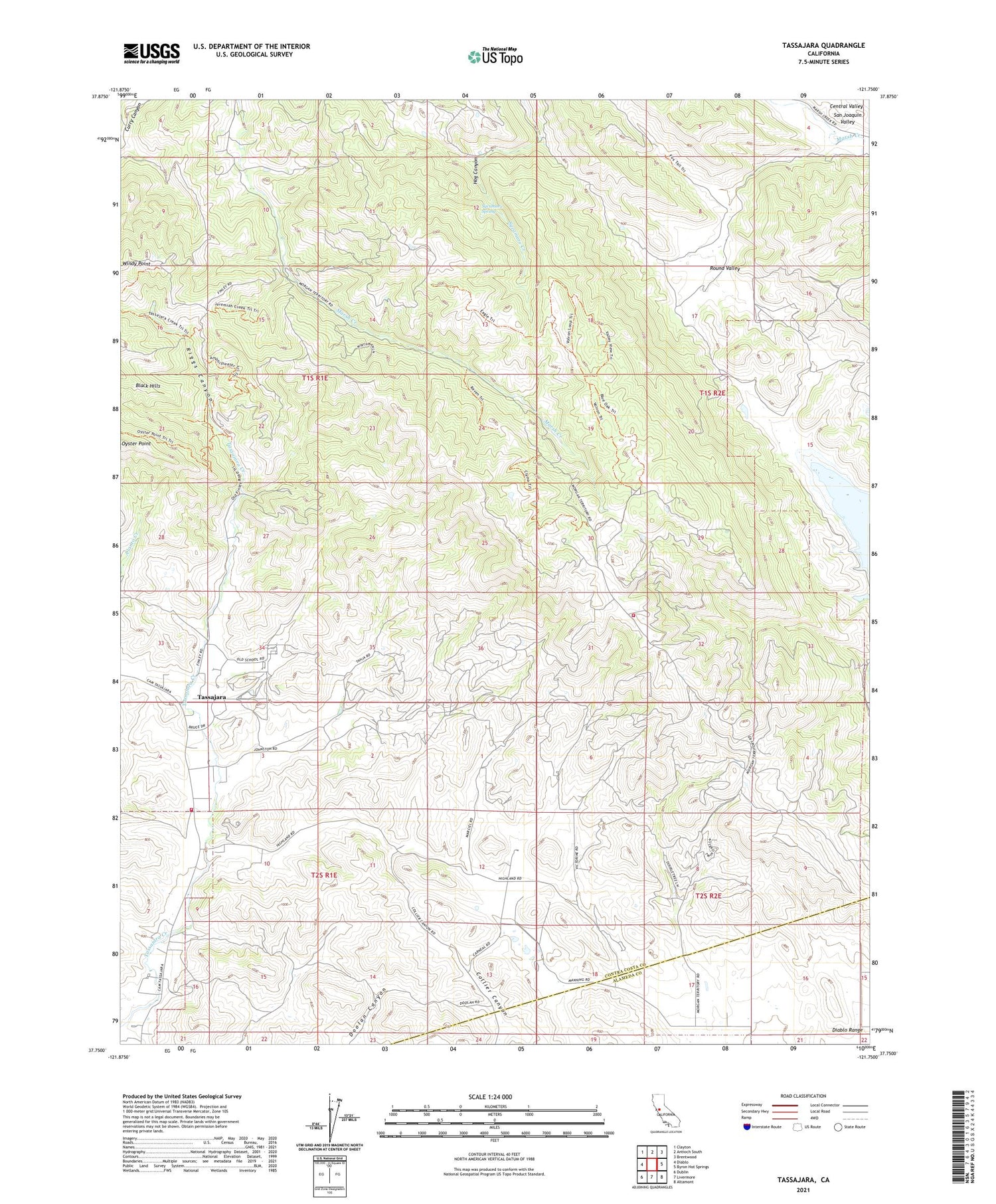 Tassajara California US Topo Map Image