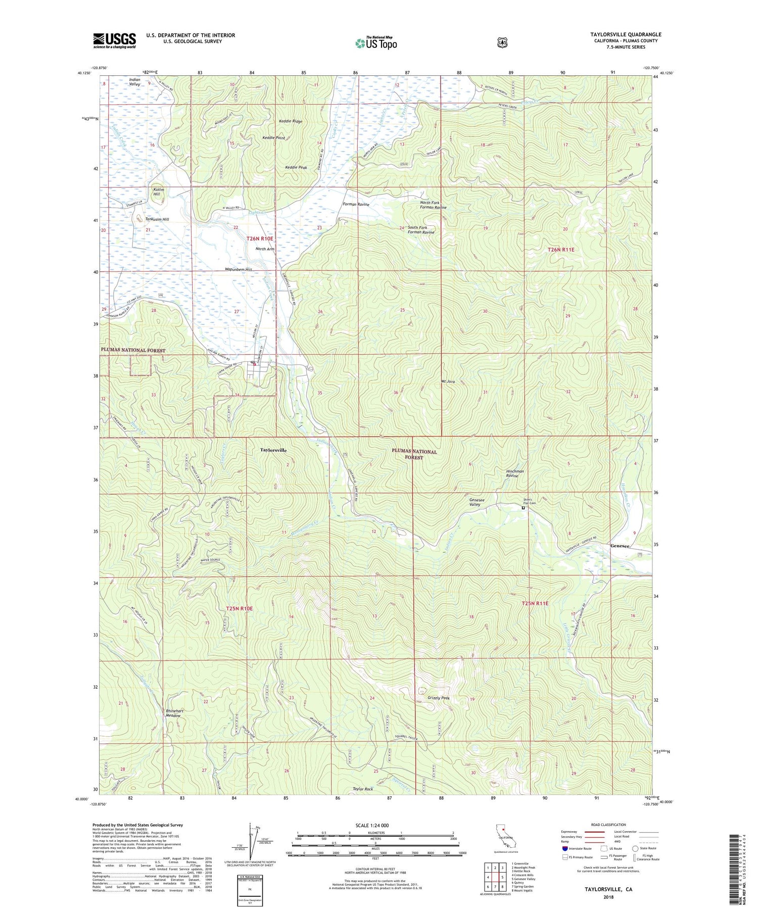 Taylorsville California US Topo Map Image